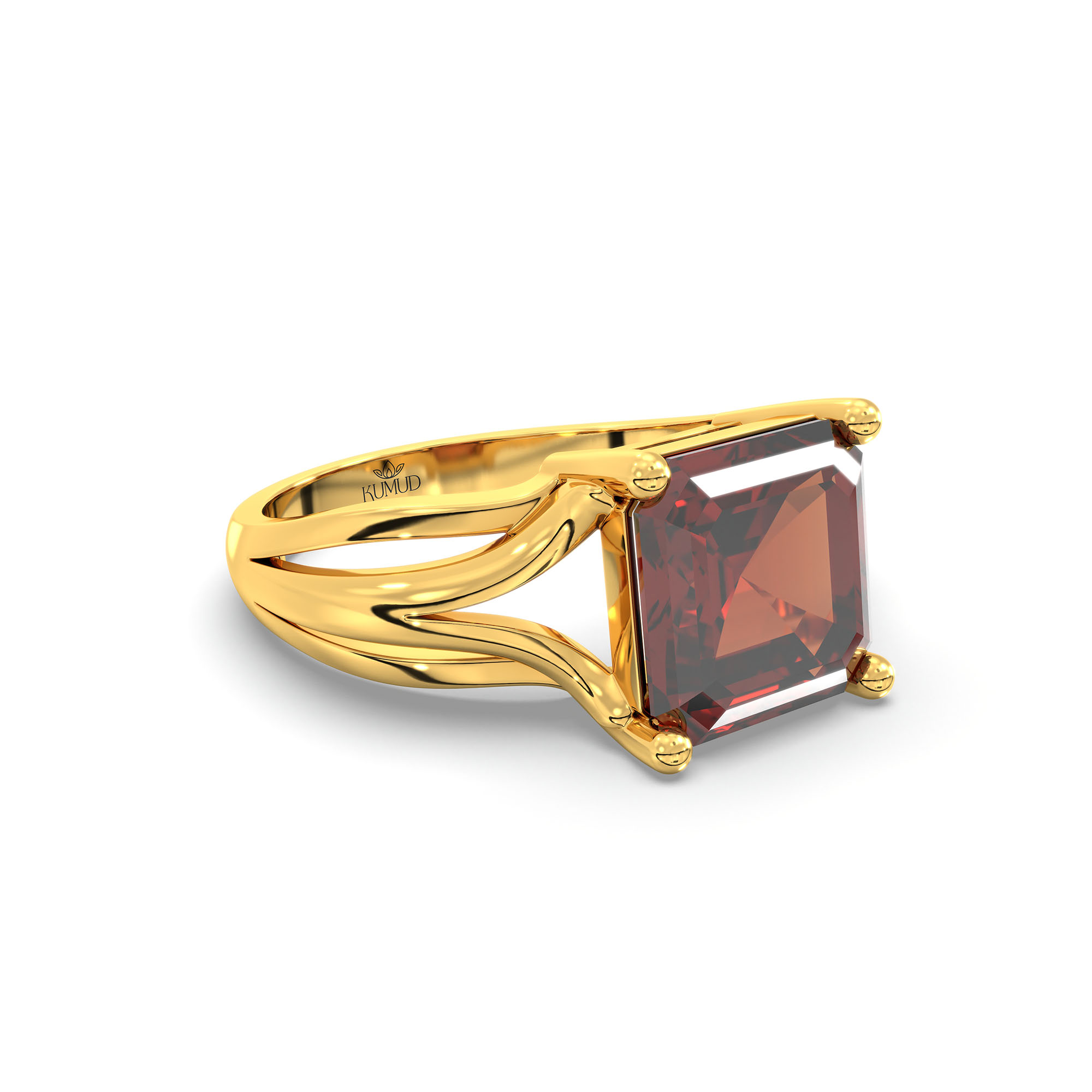 Hessonite (Gomed) Ring in 22K Yellow Gold – Cushion 8 mm, Prong Setting, 5 g (Design K15-27) thumbnail