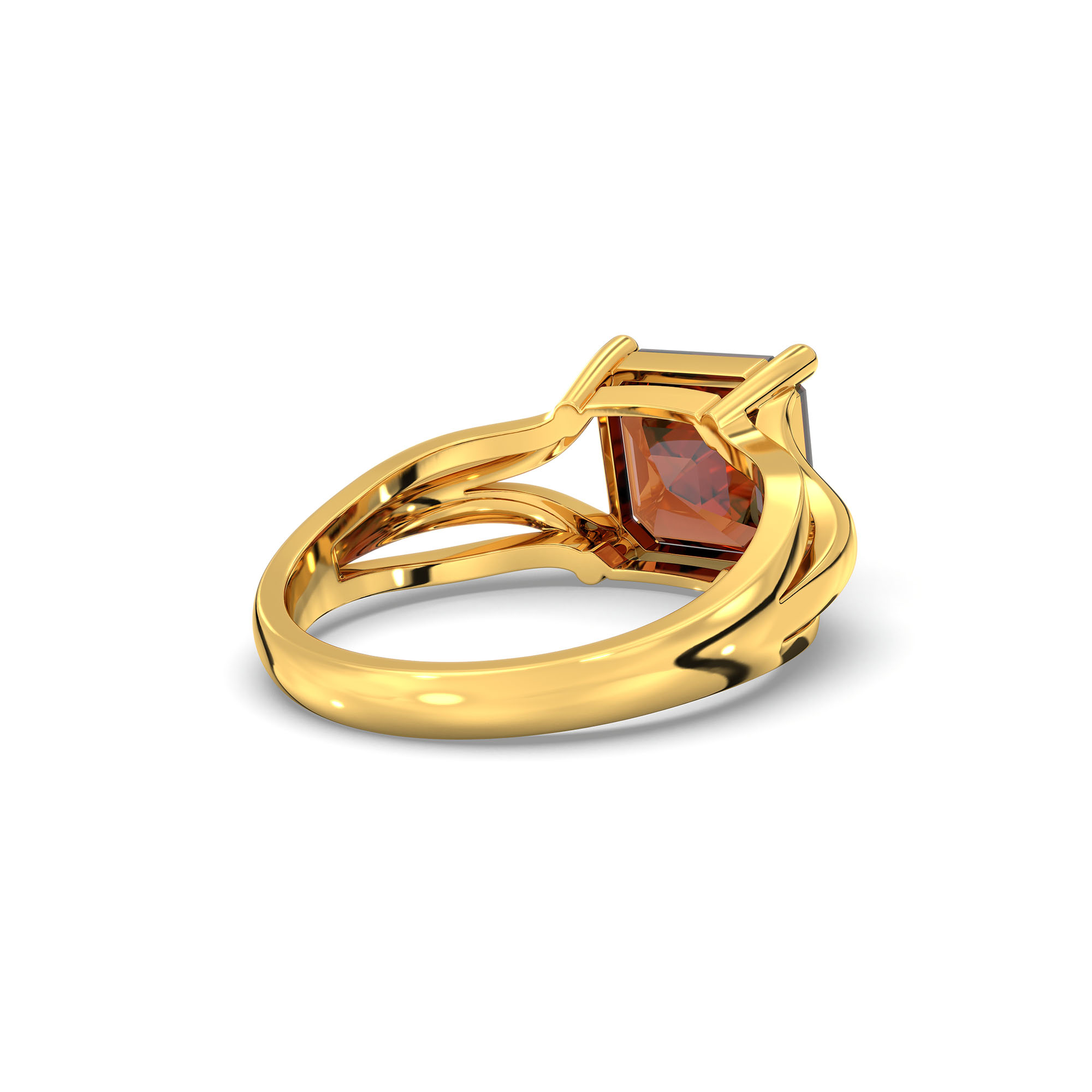 Hessonite (Gomed) Ring in 22K Yellow Gold – Cushion 8 mm, Prong Setting, 5 g (Design K15-27) thumbnail