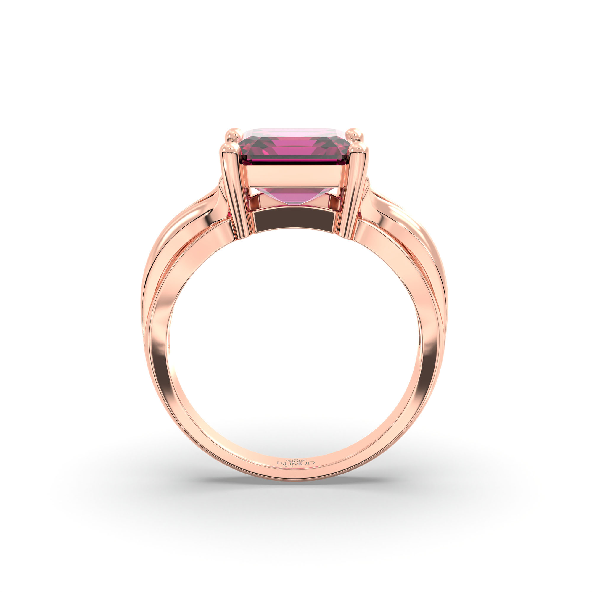 Ruby (Manik) Ring in 18K Rose Gold – Cushion 8 mm, Prong Setting, 5 g (Design K15-27) thumbnail