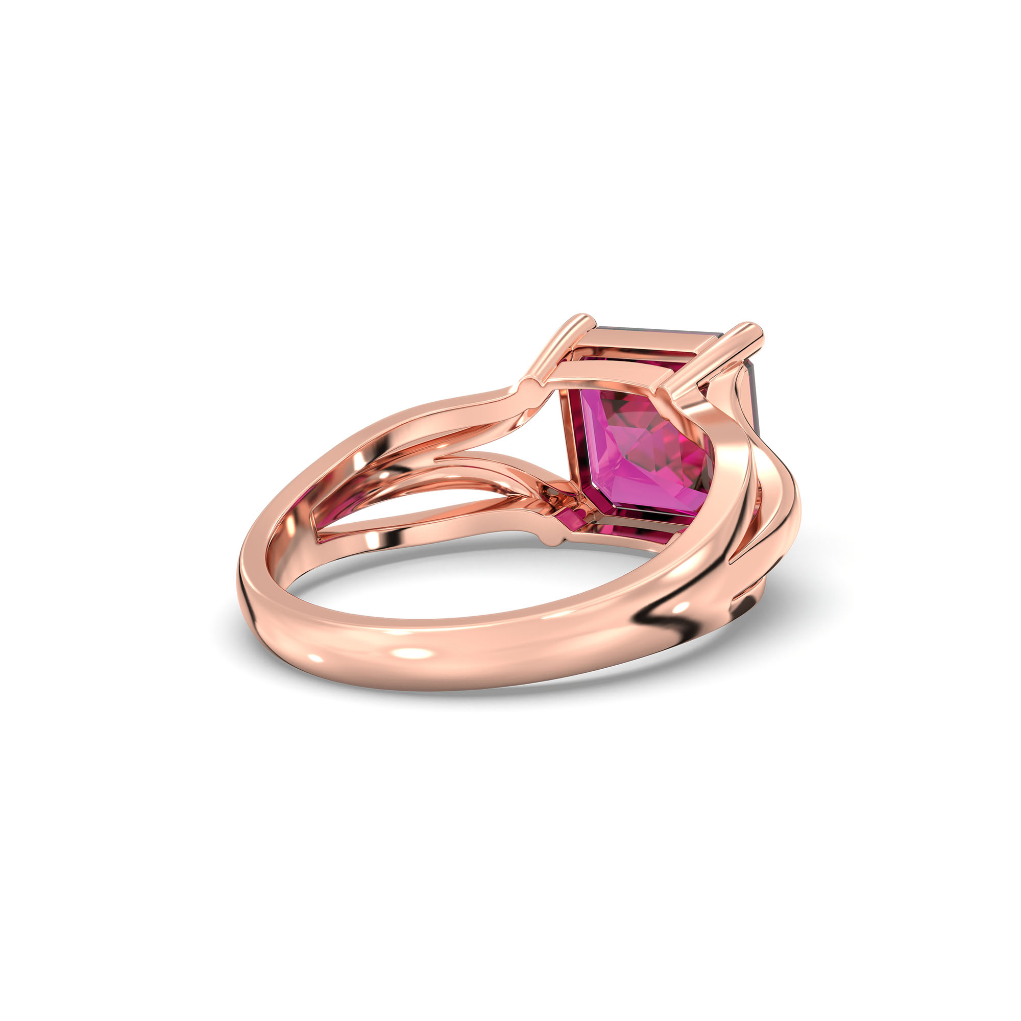 Ruby (Manik) Ring in 18K Rose Gold – Cushion 8 mm, Prong Setting, 5 g (Design K15-27) thumbnail