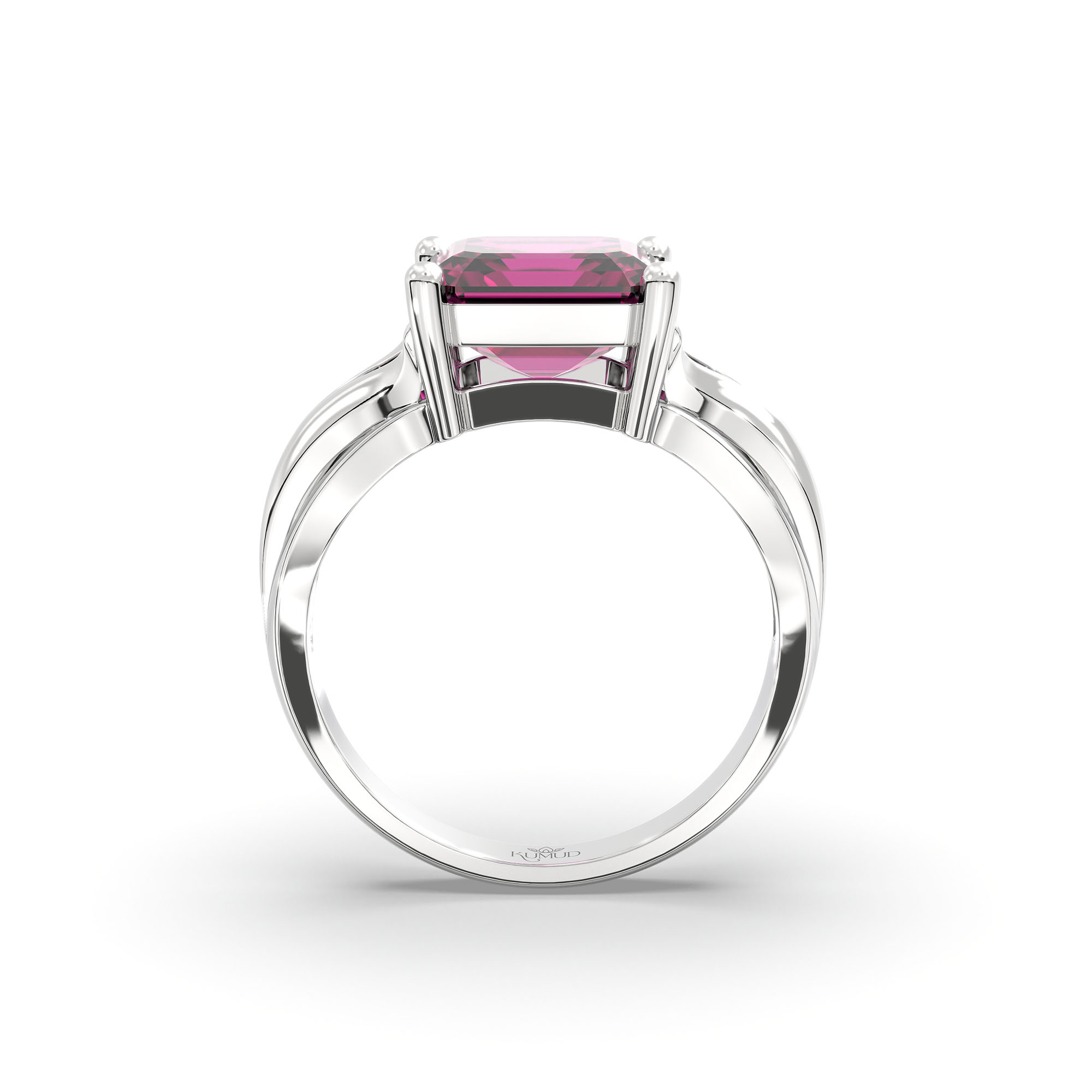 Ruby (Manik) Ring in 18K White Gold – Cushion 8 mm, Prong Setting, 5 g (Design K15-27) thumbnail