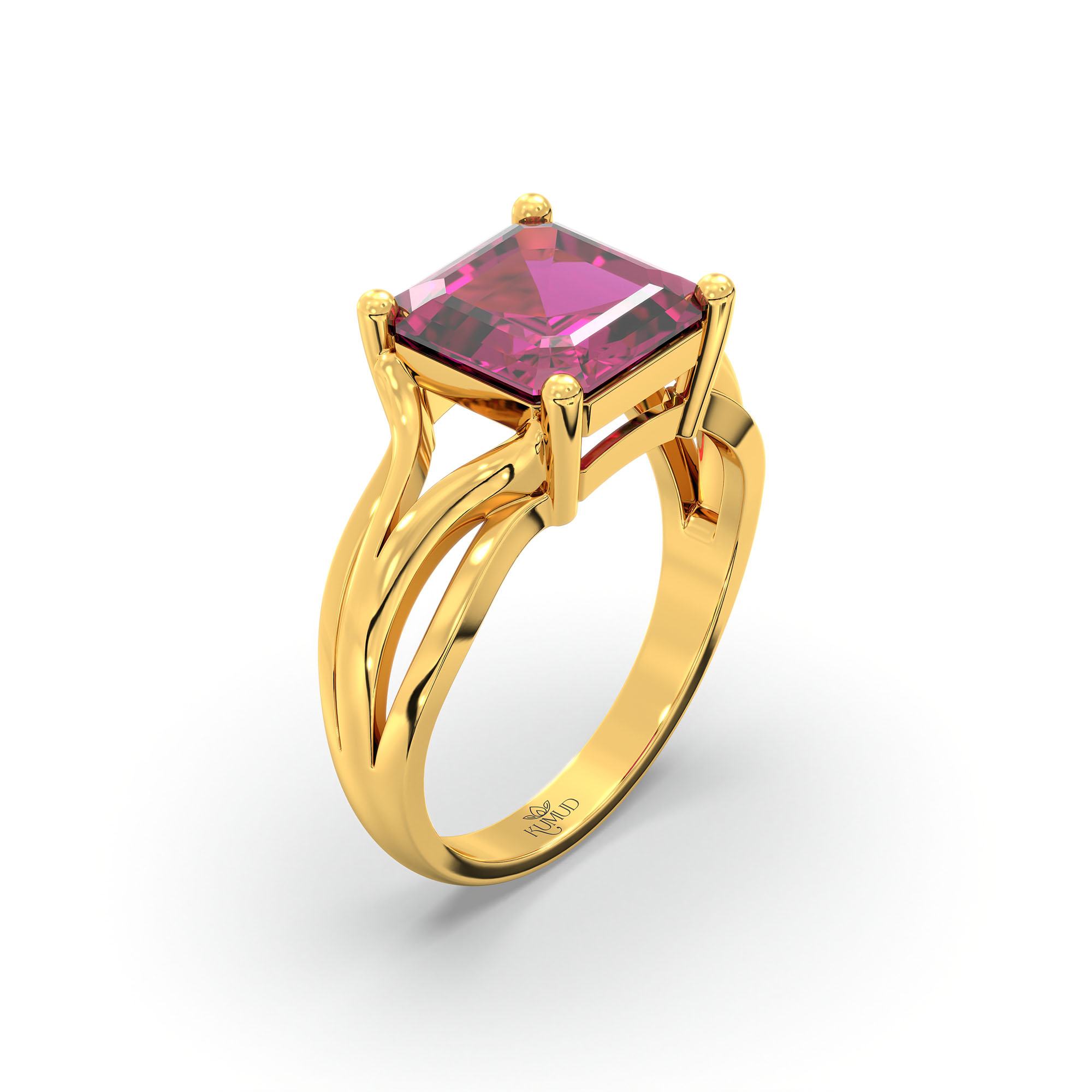 Ruby (Manik) Ring in 22K Yellow Gold – Cushion 8 mm, Prong Setting, 5 g (Design K15-27) thumbnail