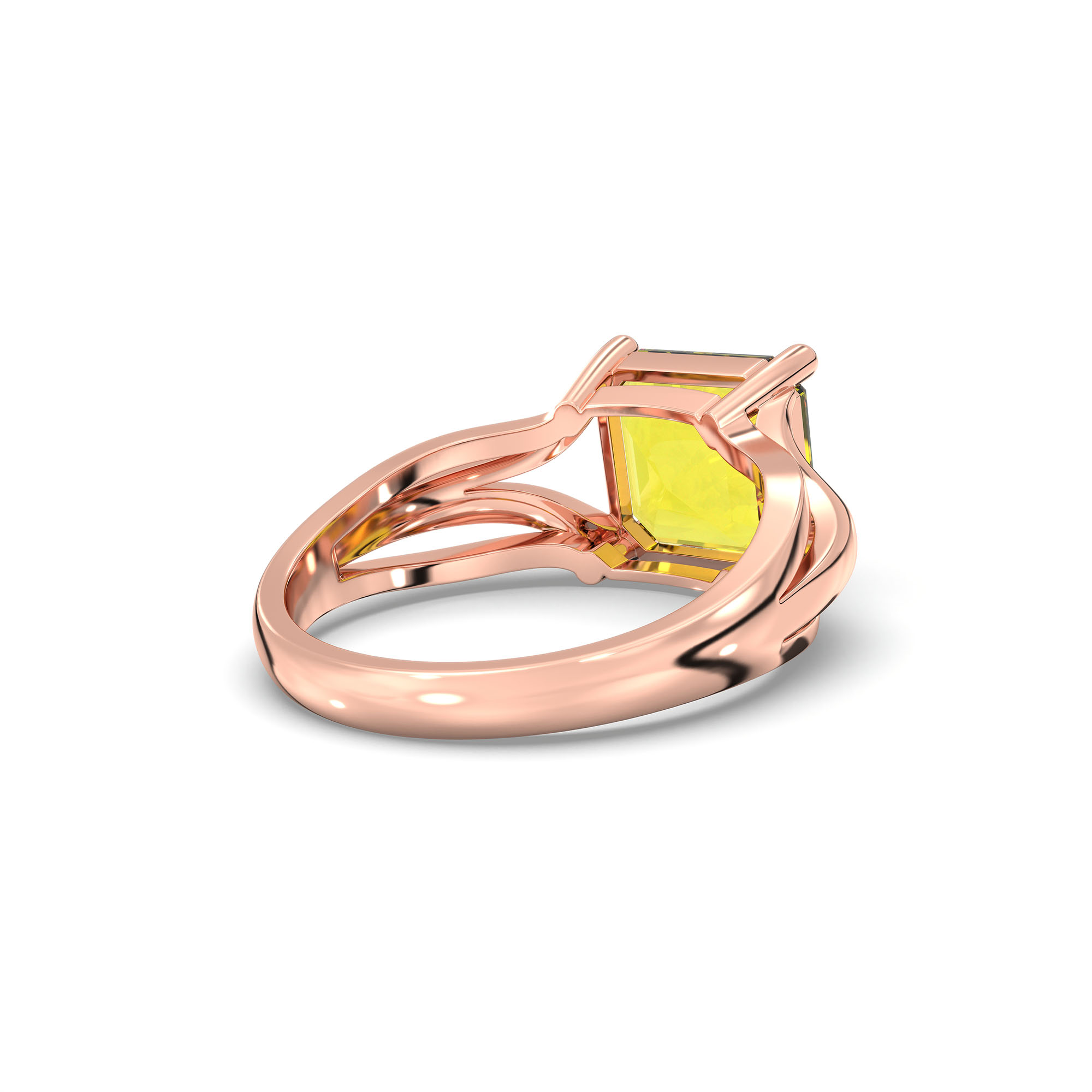 Yellow Sapphire (Pukhraj) Ring in 18K Rose Gold – Cushion 8 mm, Prong Setting, 5 g (Design K15-27) thumbnail
