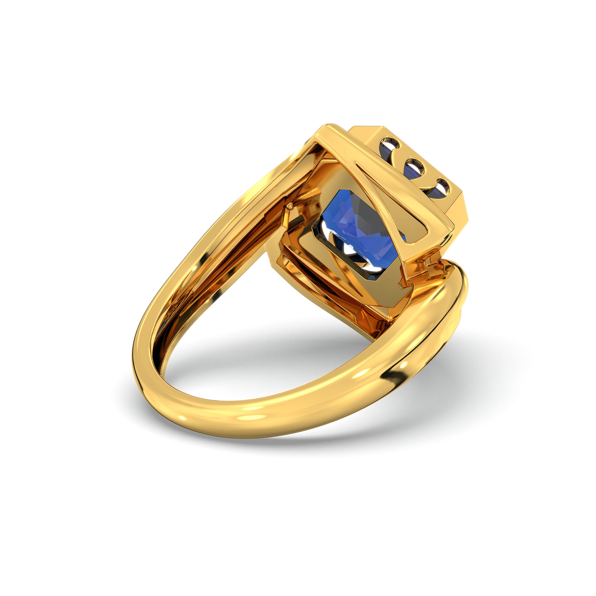 Blue Sapphire (Neelam) Ring in 22K Yellow Gold – Cushion 8 mm, Bezel Setting, 7 g thumbnail