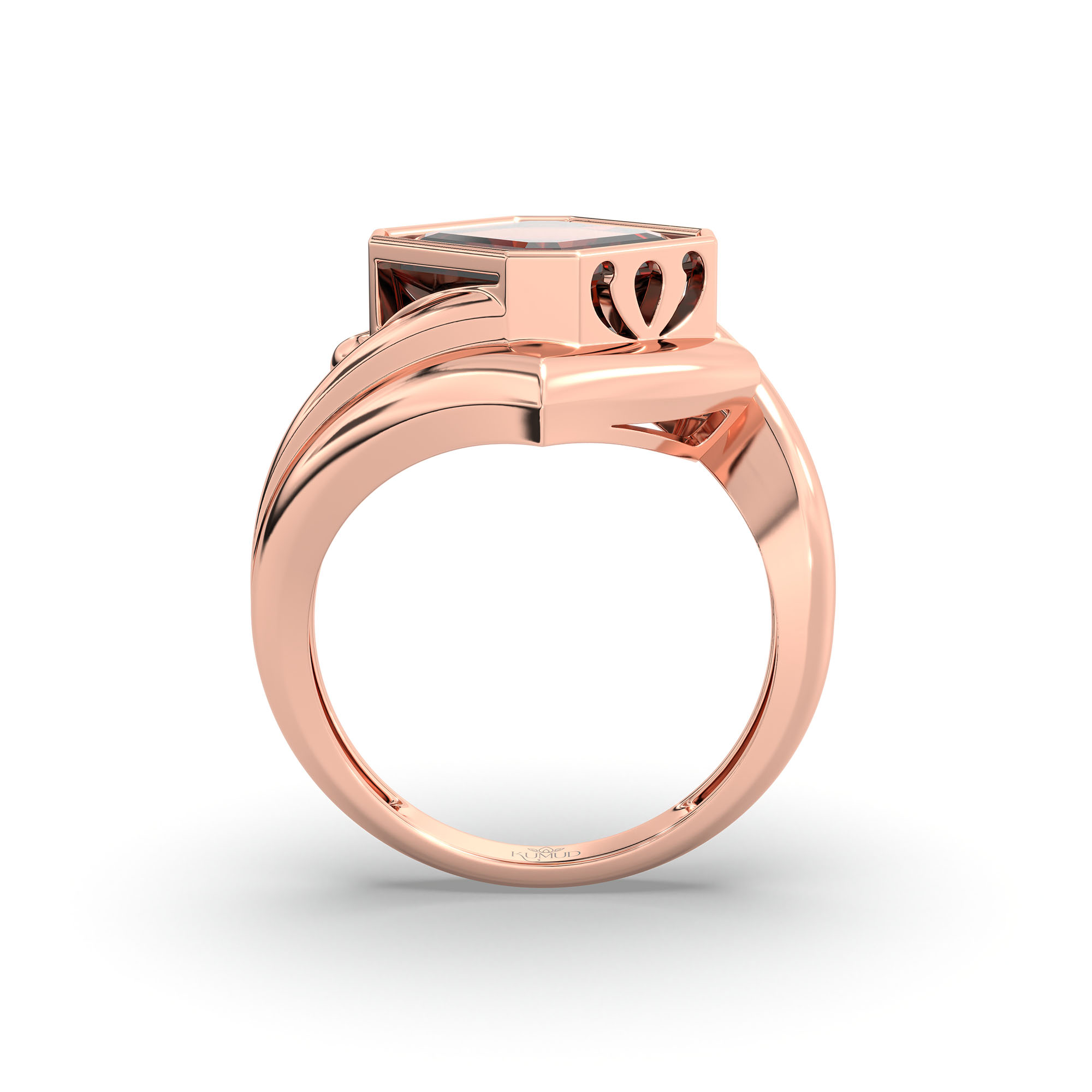 Hessonite (Gomed) Ring in 18K Rose Gold – Cushion 8 mm, Bezel Setting, 7 g thumbnail
