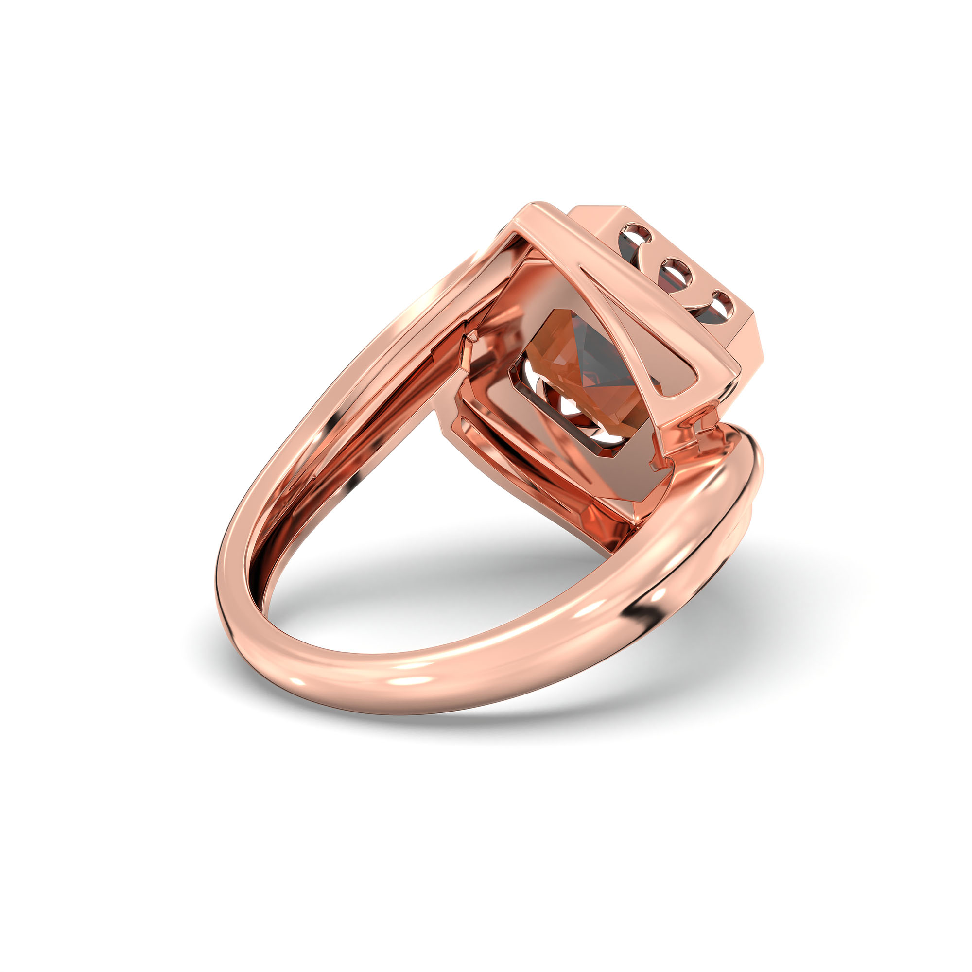 Hessonite (Gomed) Ring in 18K Rose Gold – Cushion 8 mm, Bezel Setting, 7 g thumbnail