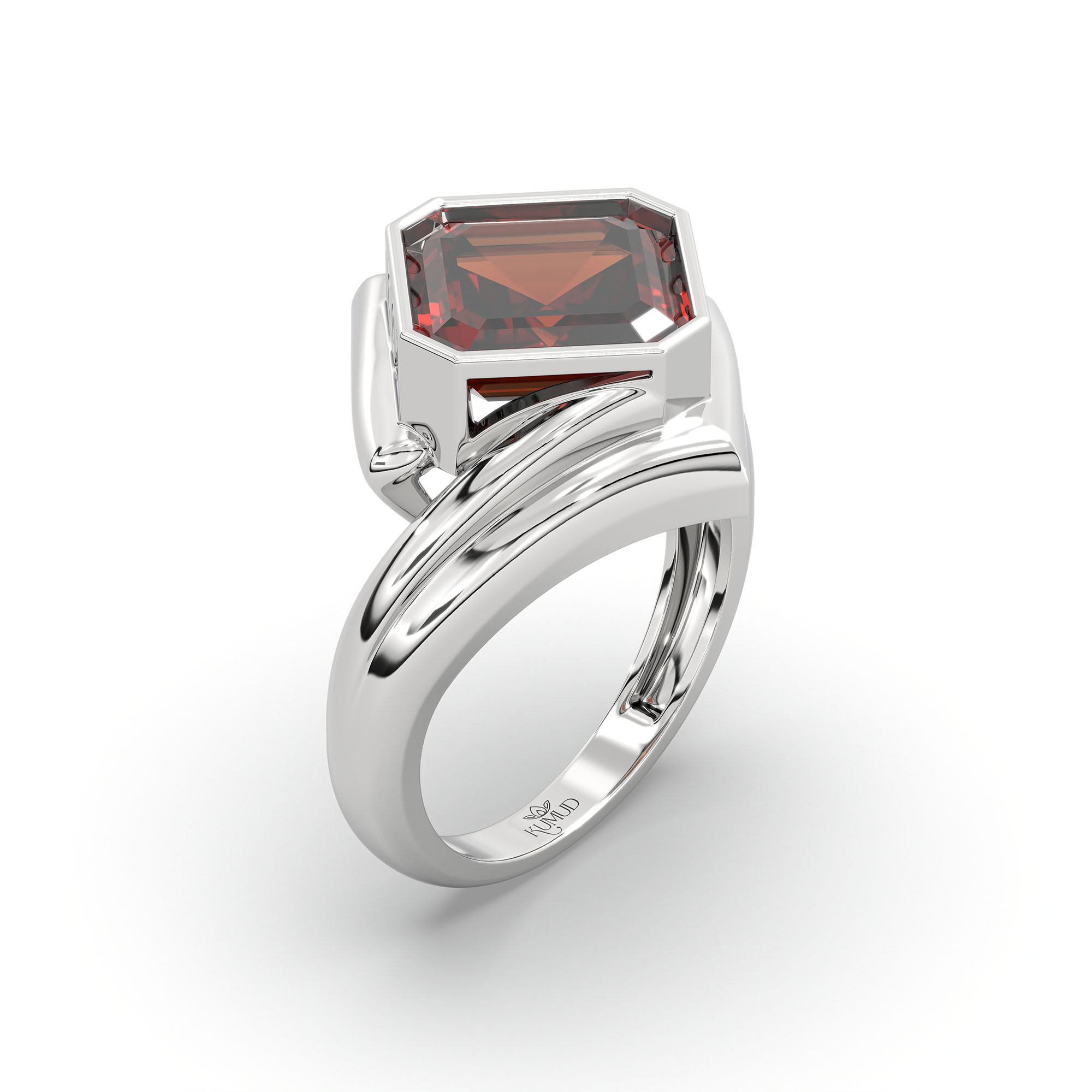 Hessonite (Gomed) Ring in 925 Sterling Silver – Cushion 8 mm, Bezel Setting, 7 g thumbnail