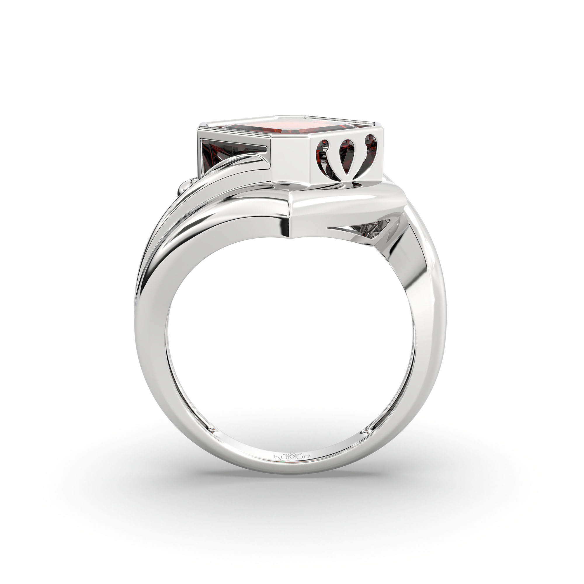 Hessonite (Gomed) Ring in 925 Sterling Silver – Cushion 8 mm, Bezel Setting, 7 g thumbnail
