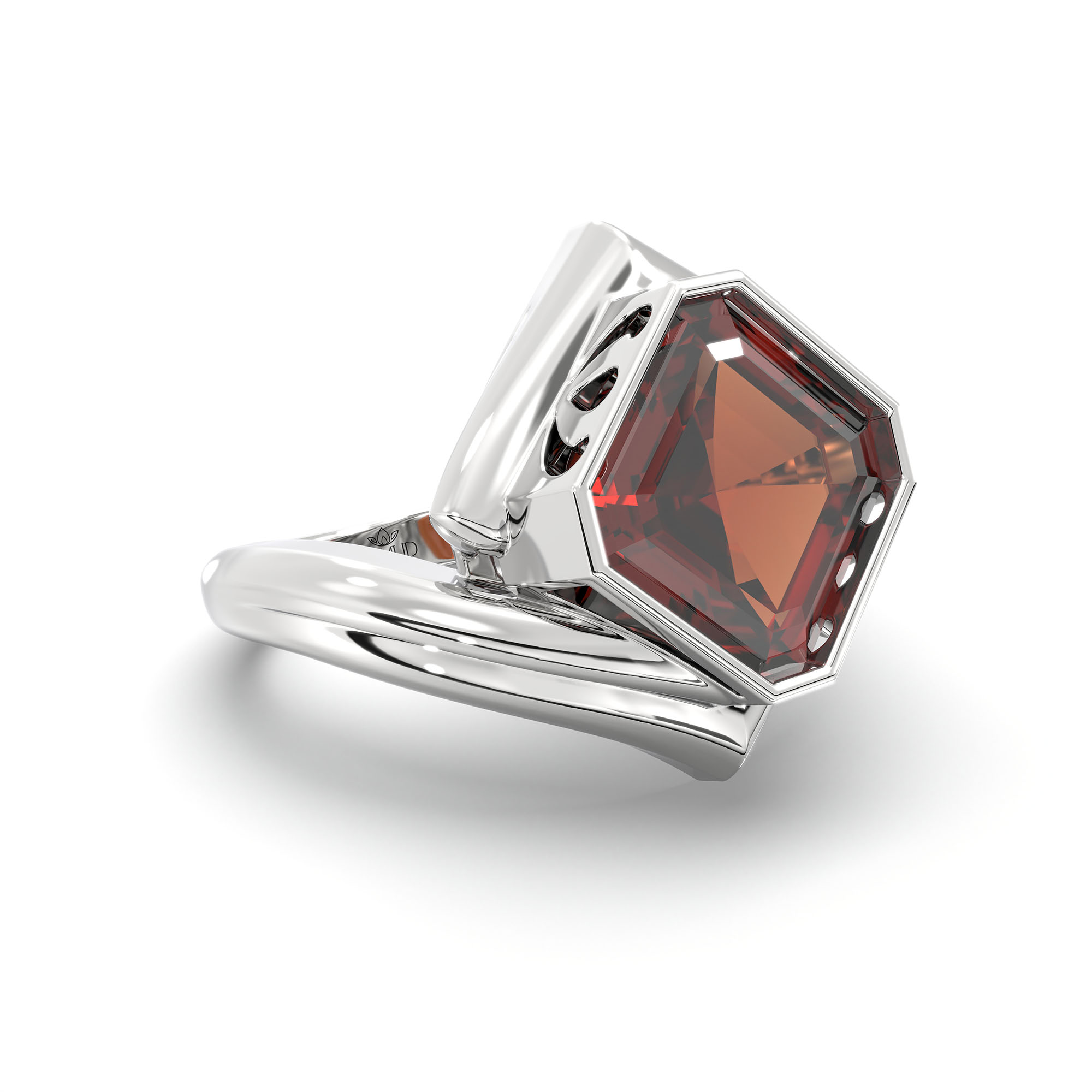 Hessonite (Gomed) Ring in 925 Sterling Silver – Cushion 8 mm, Bezel Setting, 7 g thumbnail
