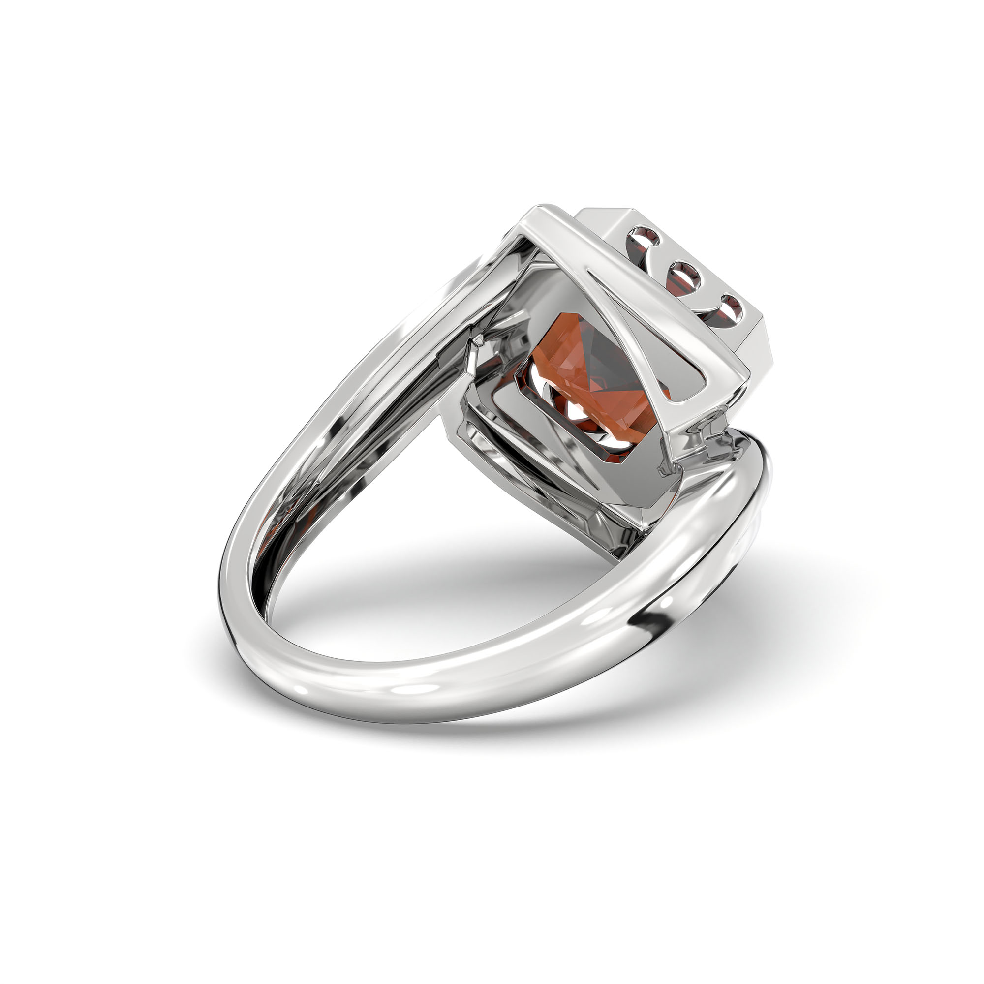 Hessonite (Gomed) Ring in 925 Sterling Silver – Cushion 8 mm, Bezel Setting, 7 g thumbnail