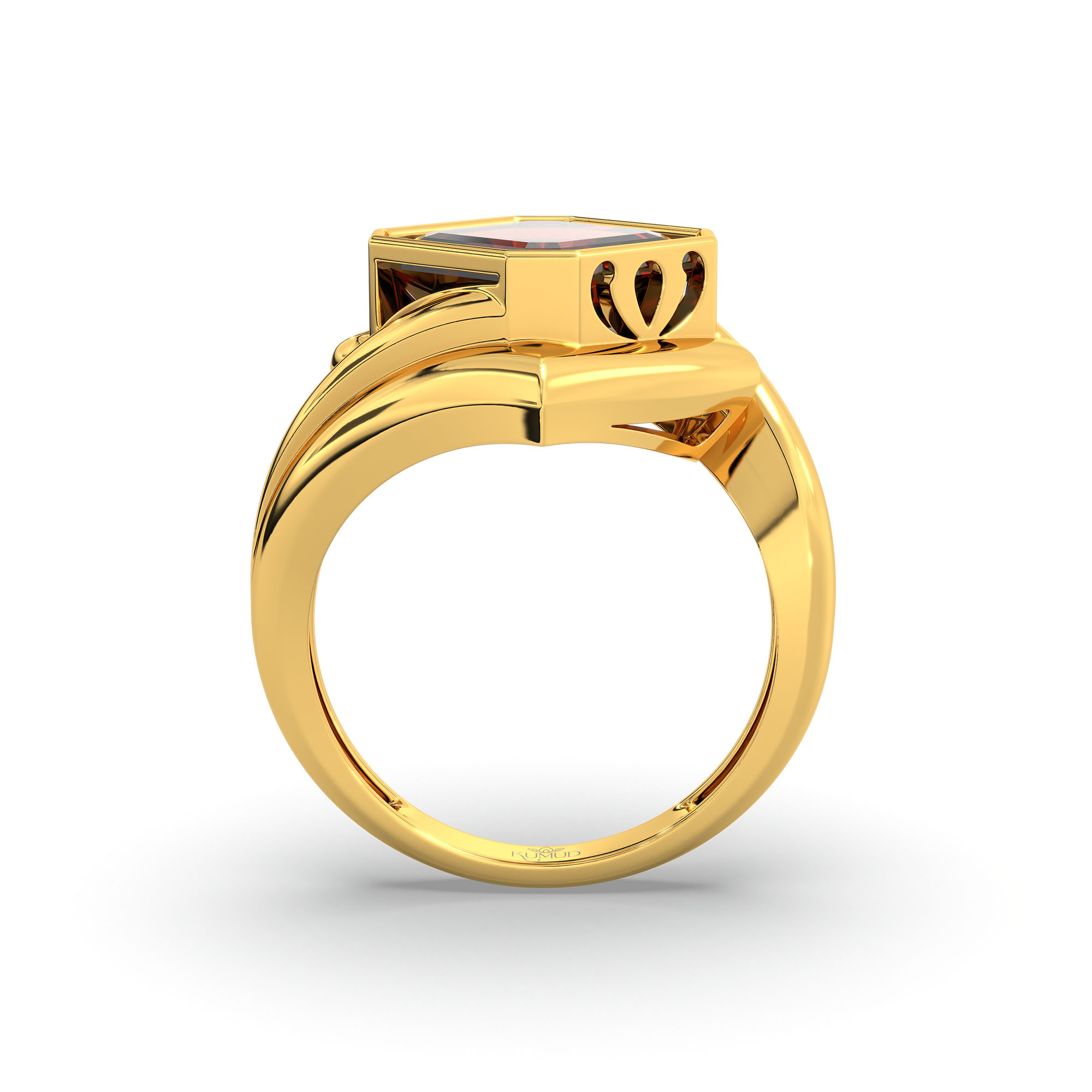 Hessonite (Gomed) Ring in 22K Yellow Gold – Cushion 8 mm, Bezel Setting, 7 g thumbnail