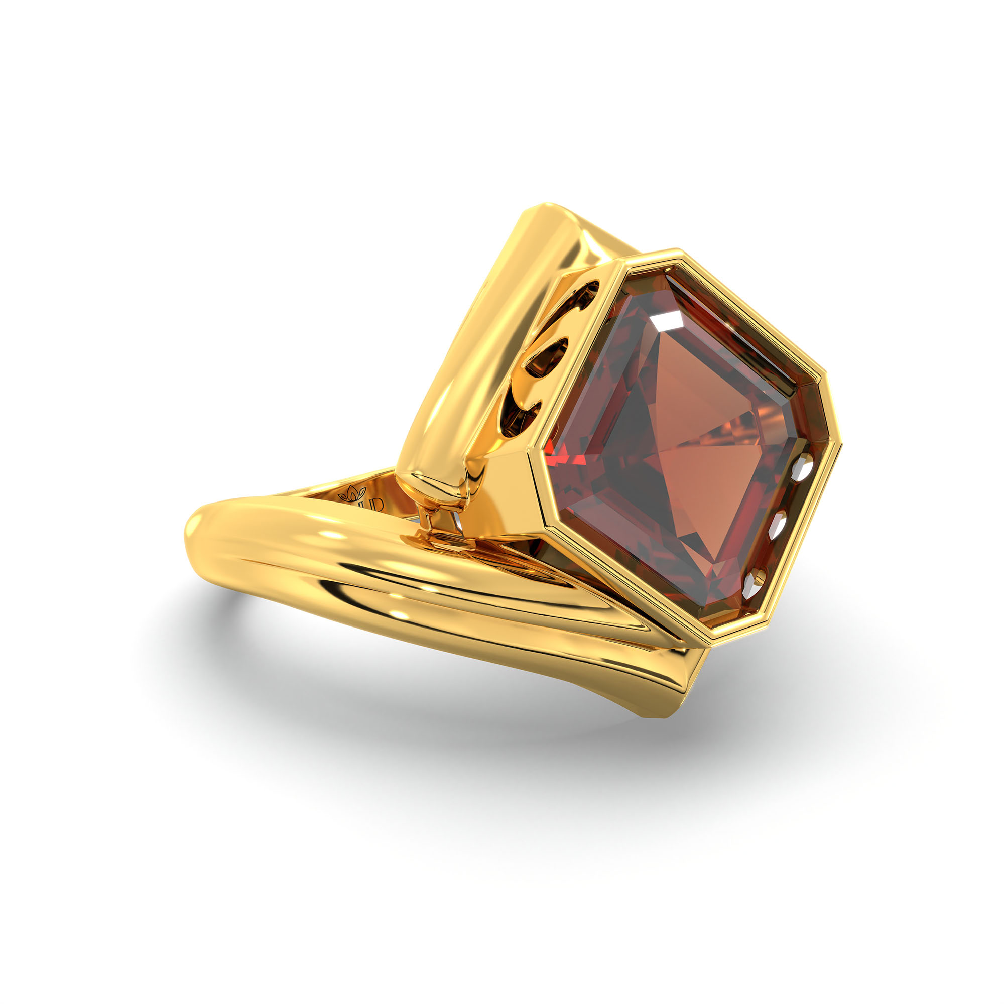 Hessonite (Gomed) Ring in 22K Yellow Gold – Cushion 8 mm, Bezel Setting, 7 g thumbnail