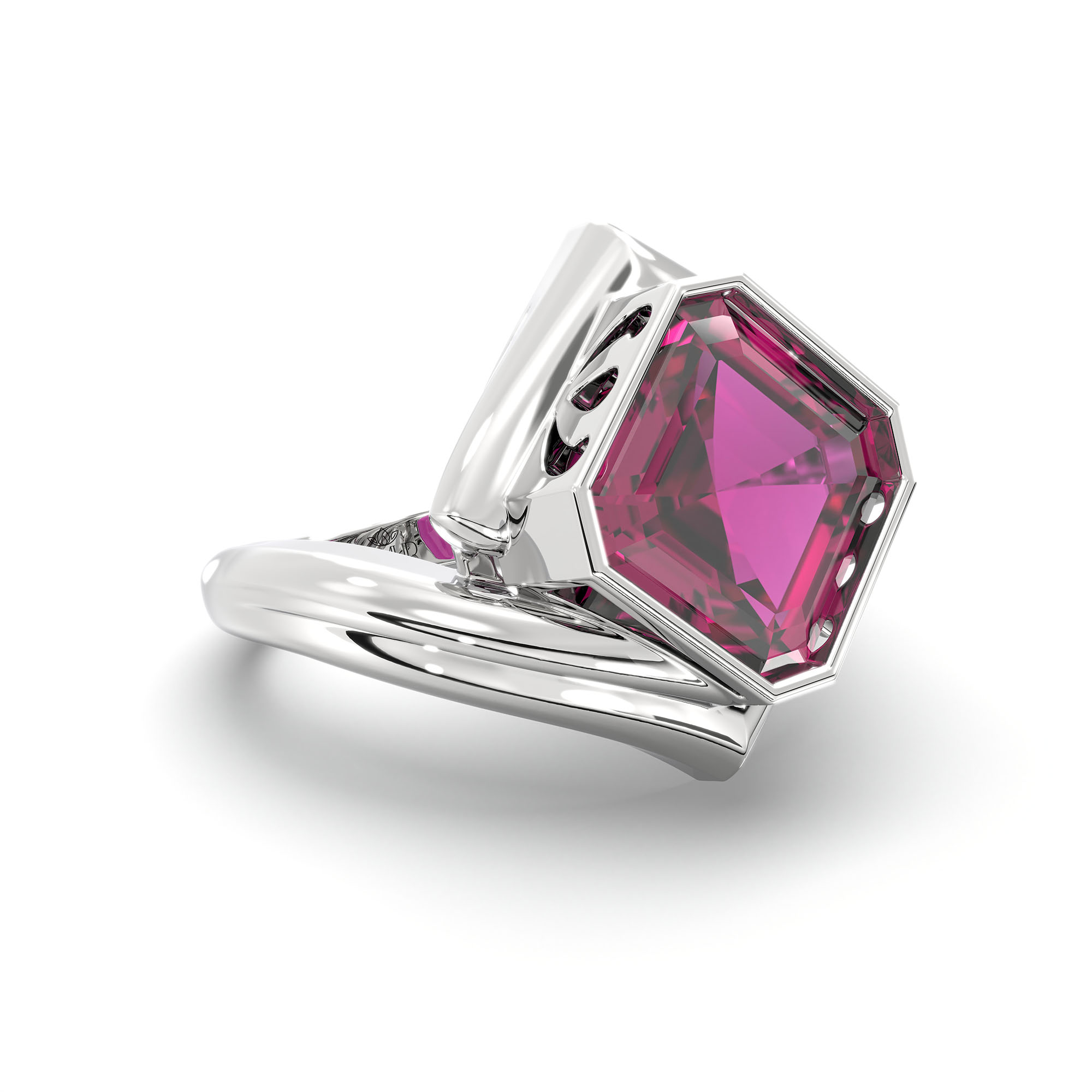 Ruby (Manik) Ring in 925 Sterling Silver – Cushion 8 mm, Bezel Setting, 7 g thumbnail