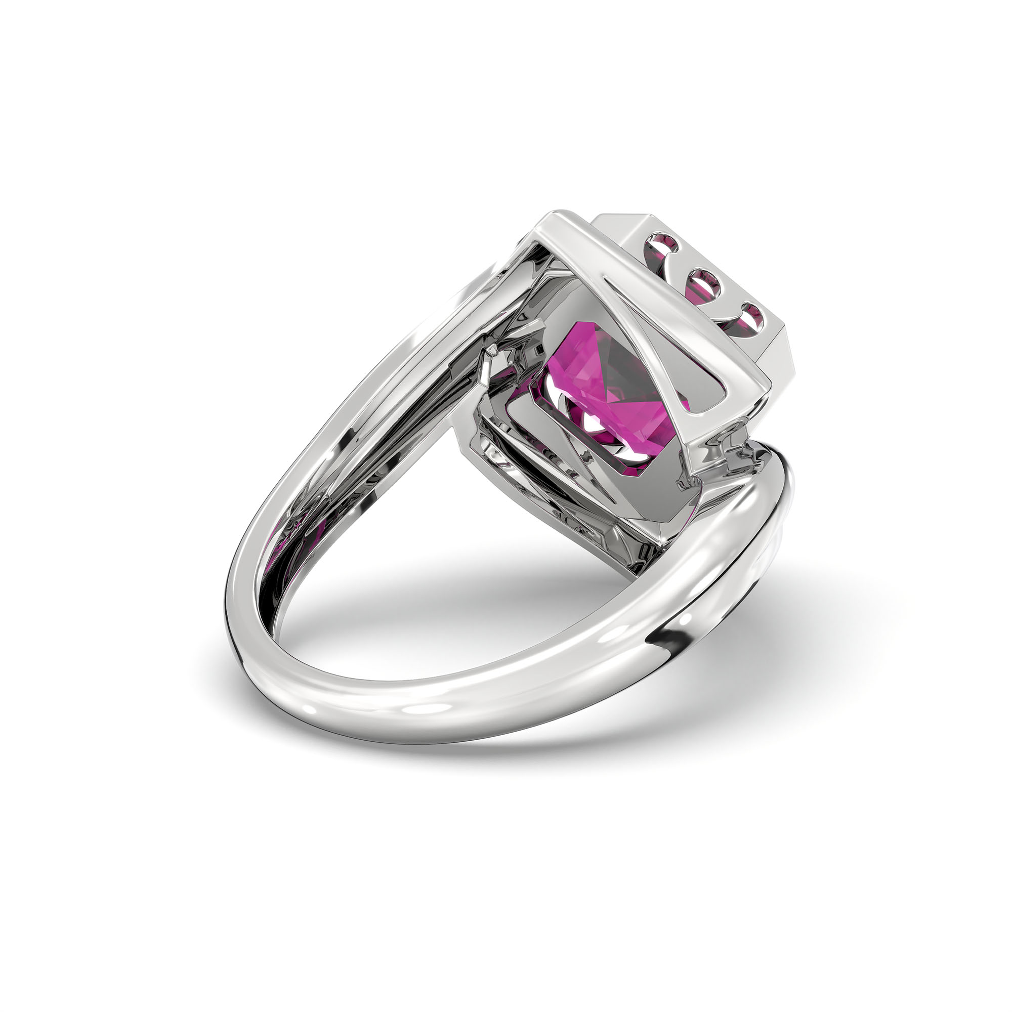 Ruby (Manik) Ring in 925 Sterling Silver – Cushion 8 mm, Bezel Setting, 7 g thumbnail