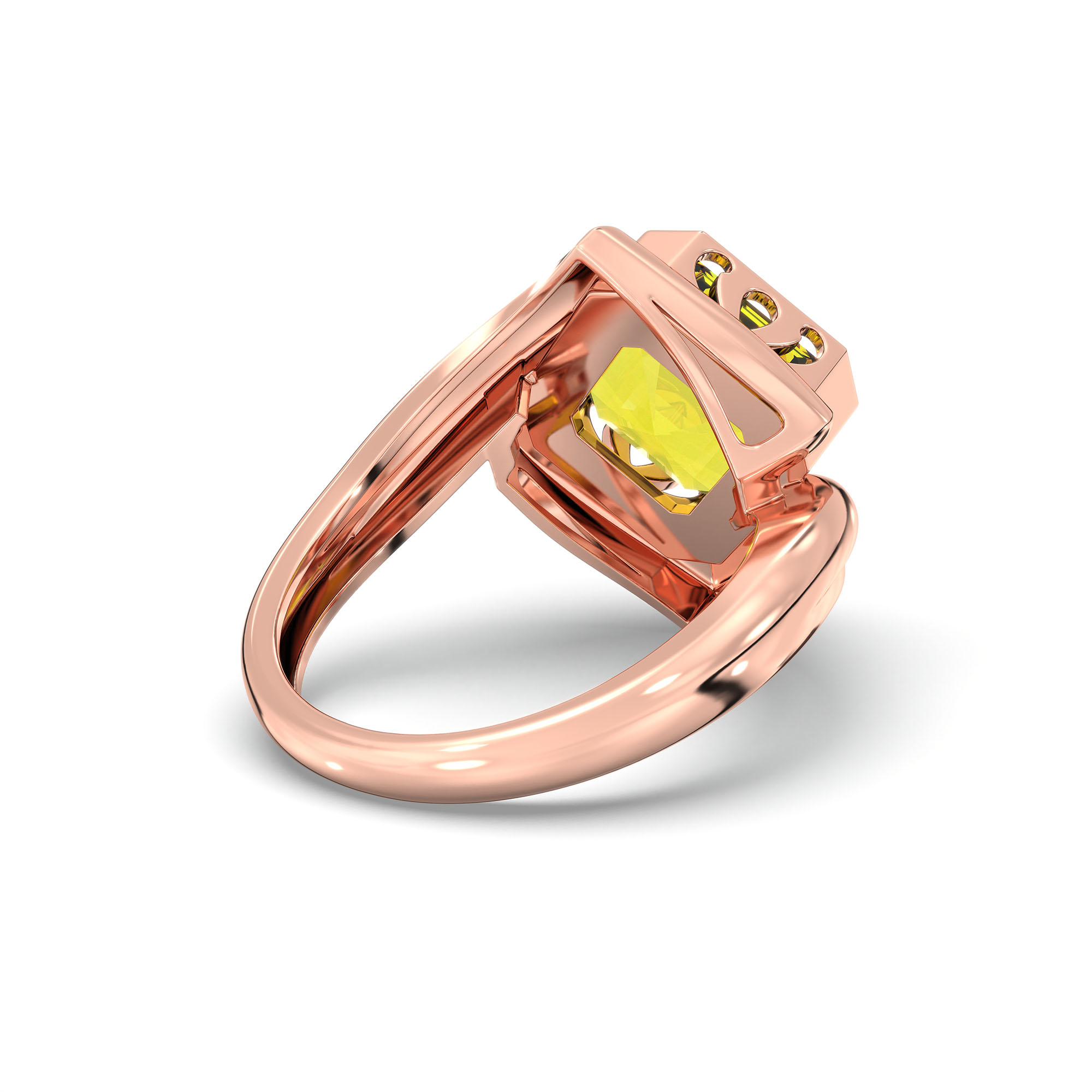 Yellow Sapphire (Pukhraj) Ring in 18K Rose Gold – Cushion 8 mm, Bezel Setting, 7 g thumbnail