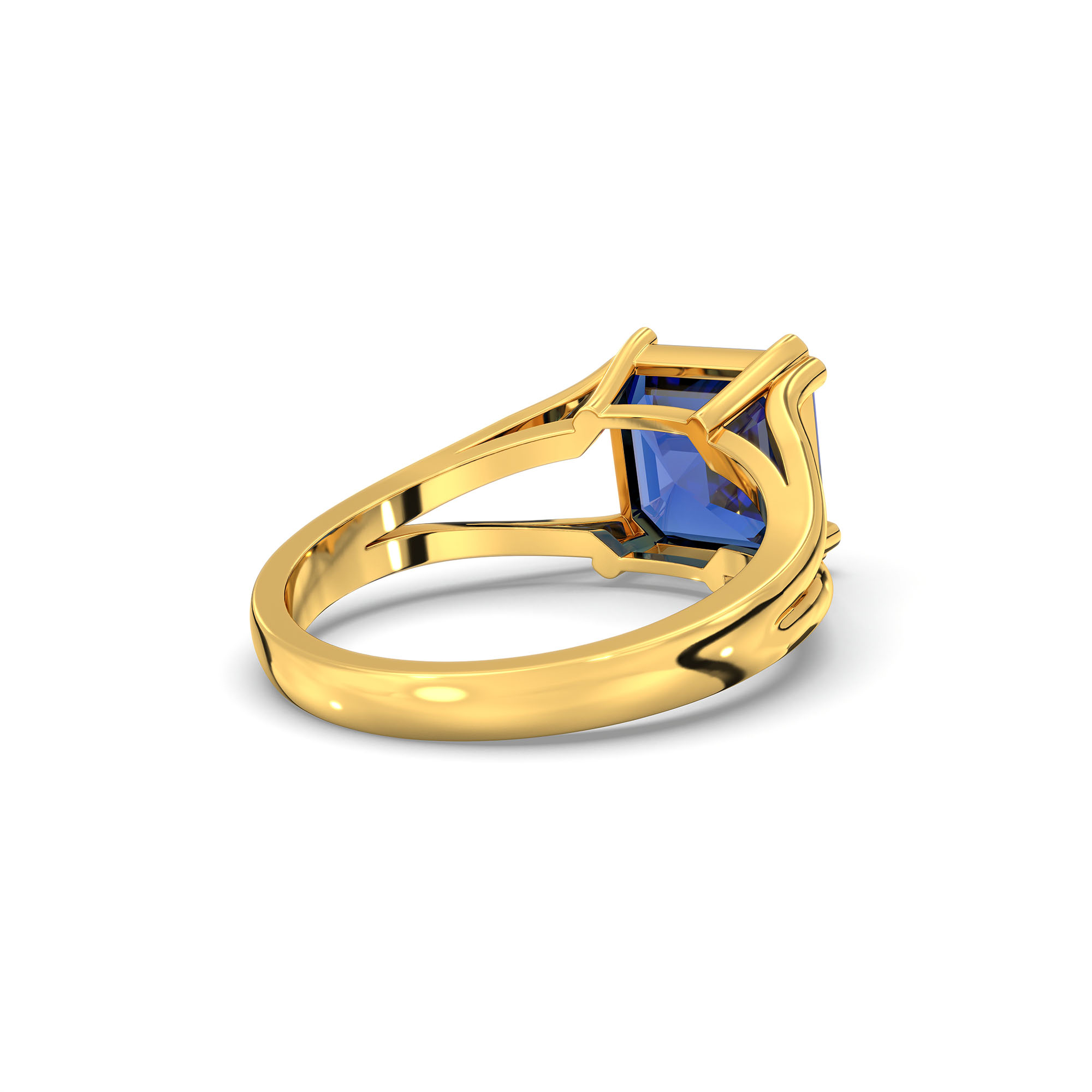 Blue Sapphire (Neelam) Ring in 22K Yellow Gold – Cushion 8 mm, Prong Setting, 5 g (Design K15-29) thumbnail