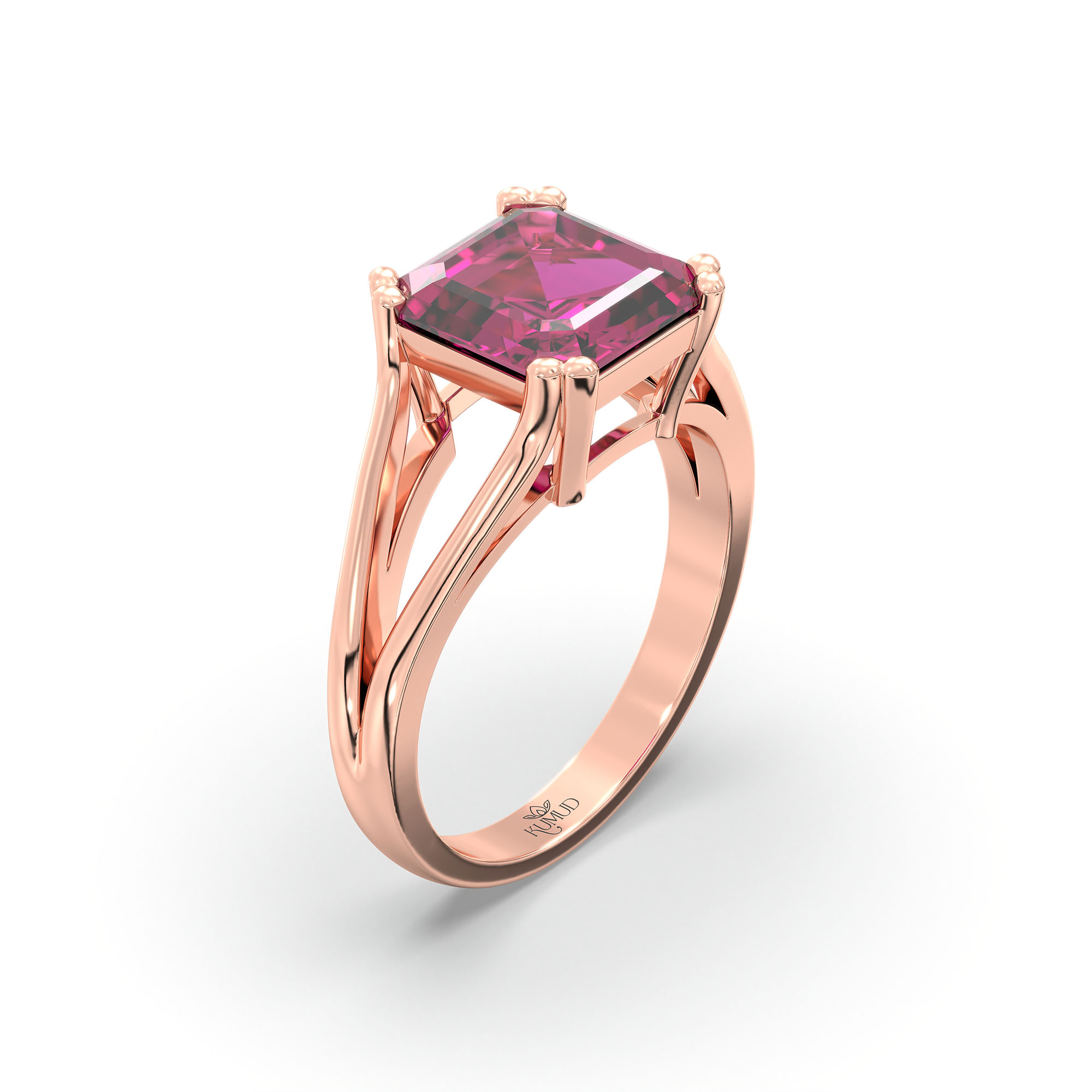 Ruby (Manik) Ring in 18K Rose Gold – Cushion 8 mm, Prong Setting, 5 g (Design K15-29) thumbnail