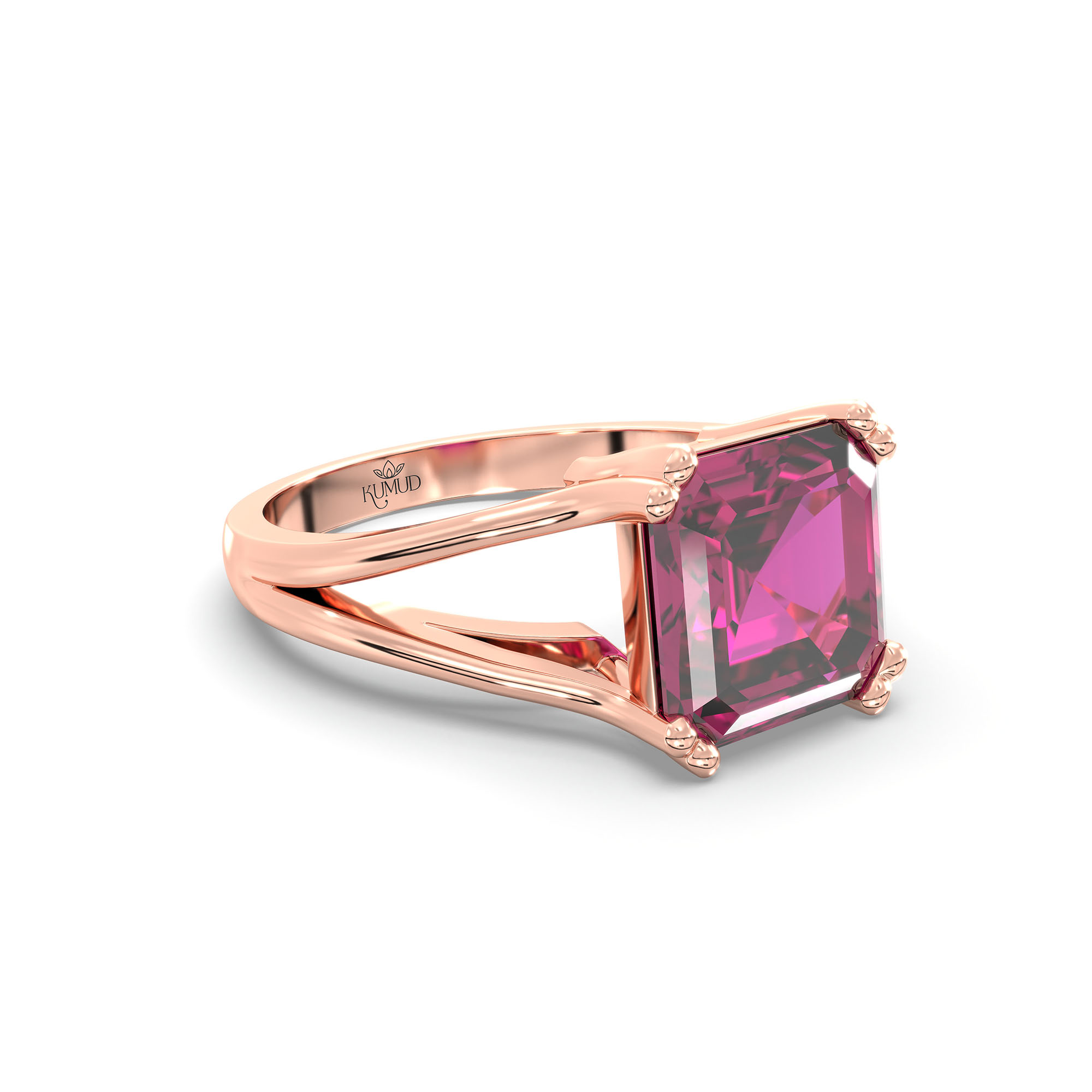 Ruby (Manik) Ring in 18K Rose Gold – Cushion 8 mm, Prong Setting, 5 g (Design K15-29) thumbnail