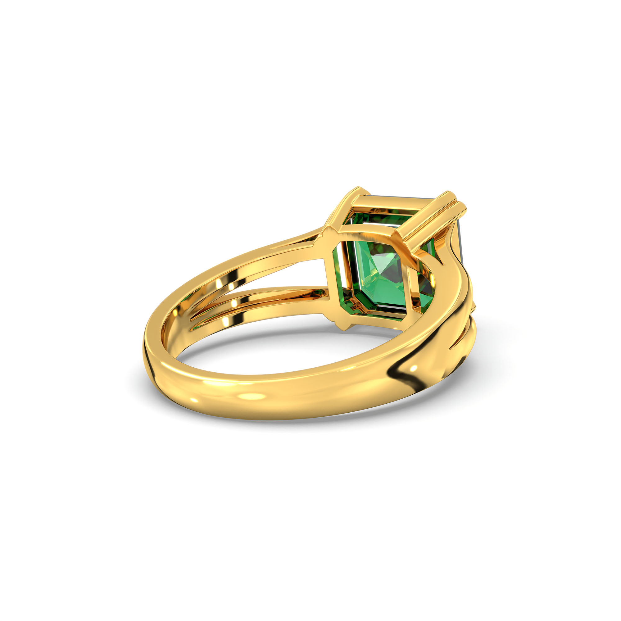 Emerald (Panna) Ring in 22K Yellow Gold – Cushion 8 mm, Prong Setting, 6 g (Design K15-30) thumbnail