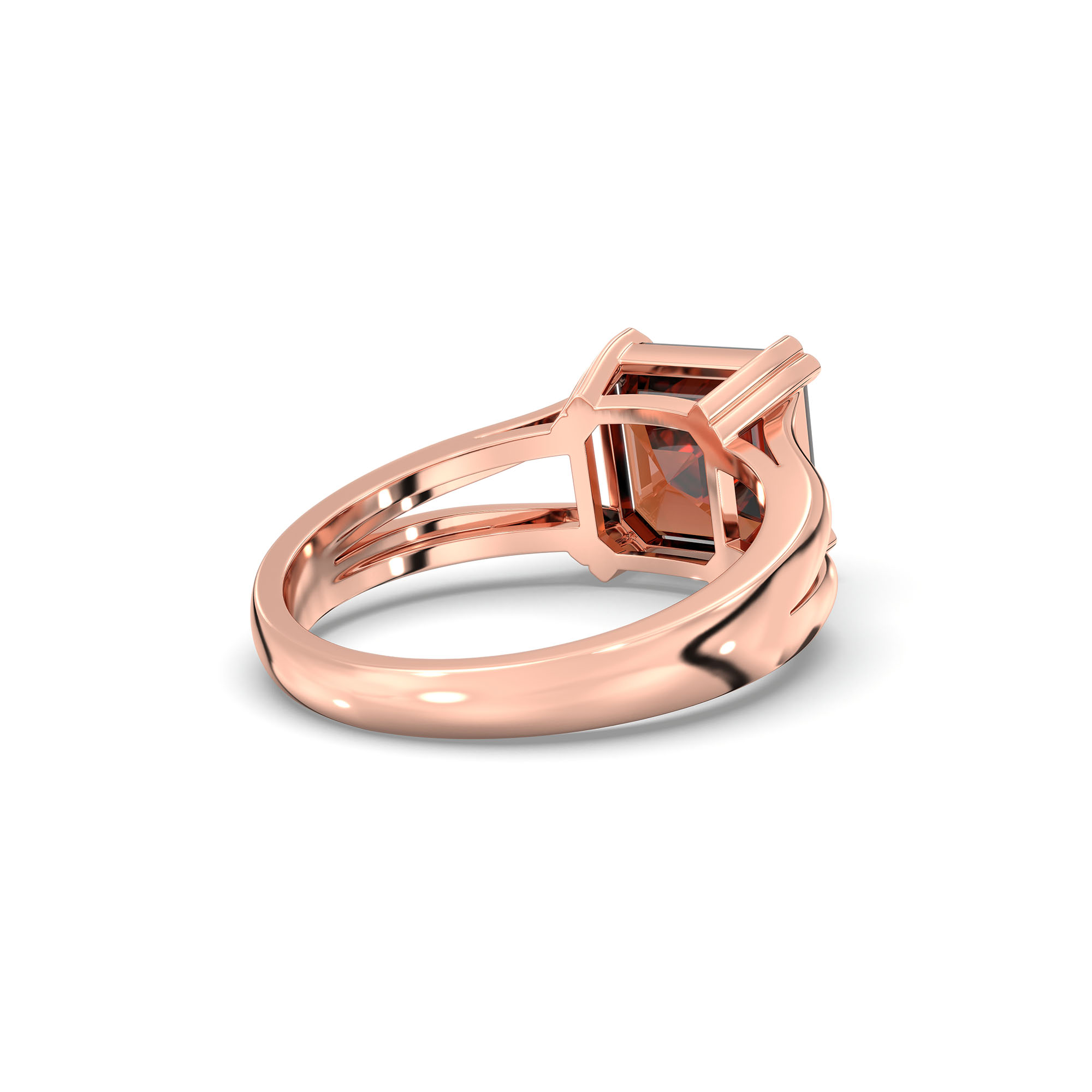 Hessonite (Gomed) Ring in 18K Rose Gold – Cushion 8 mm, Prong Setting, 6 g (Design K15-30) thumbnail