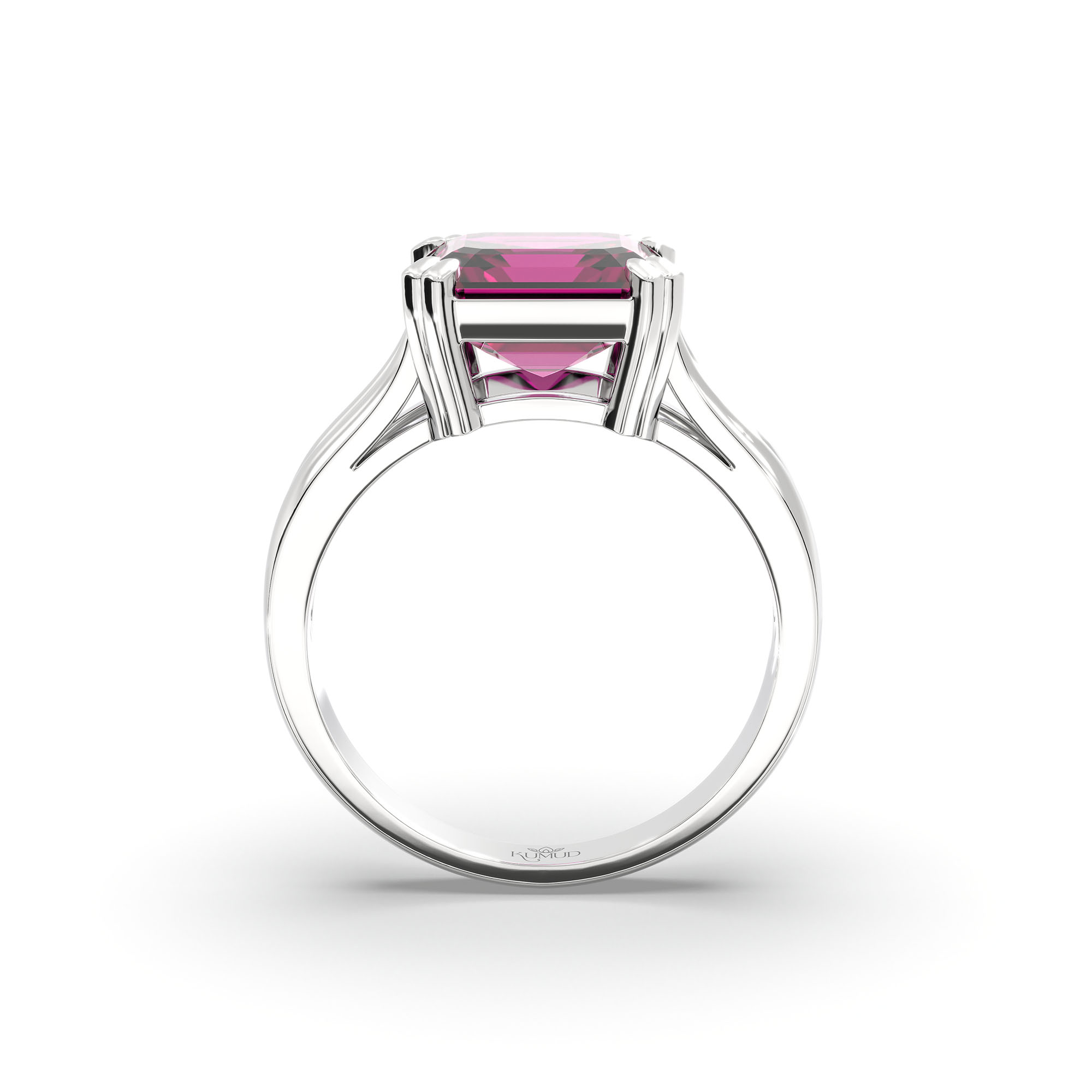 Ruby (Manik) Ring in 18K White Gold – Cushion 8 mm, Prong Setting, 6 g (Design K15-30) thumbnail