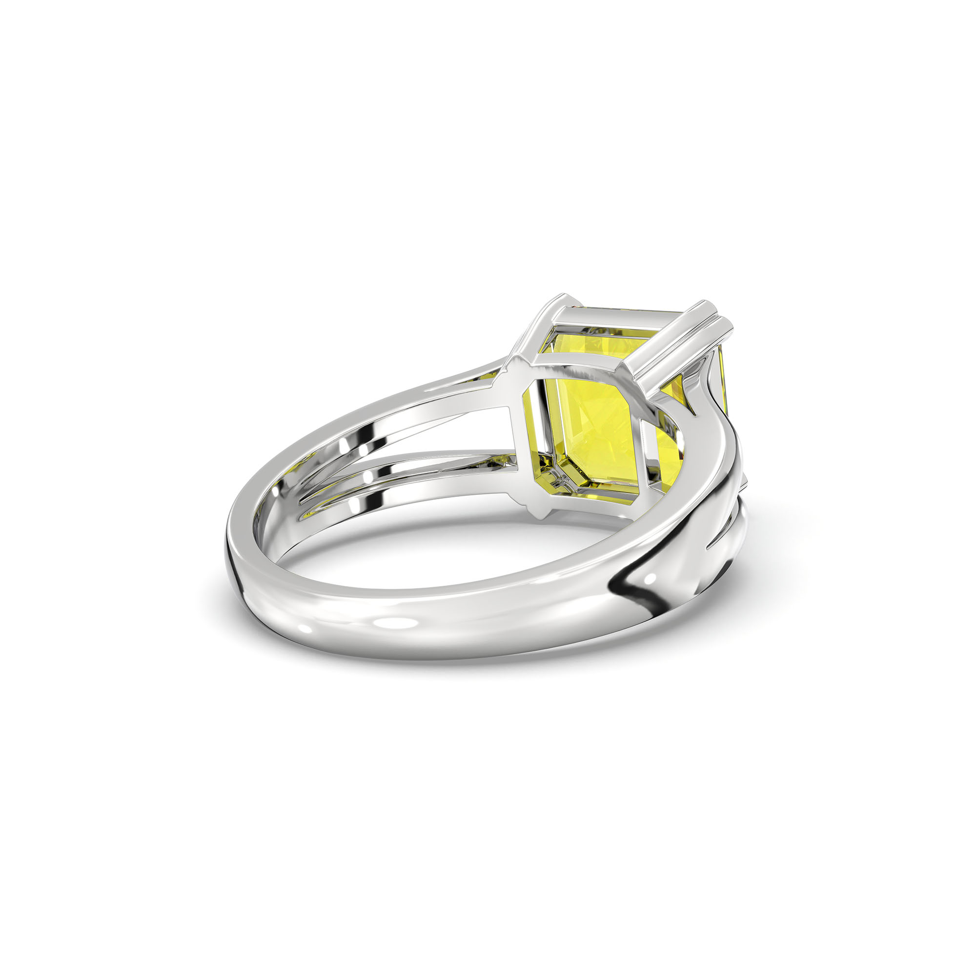 Yellow Sapphire (Pukhraj) Ring in 18K White Gold – Cushion 8 mm, Prong Setting, 6 g (Design K15-30) thumbnail