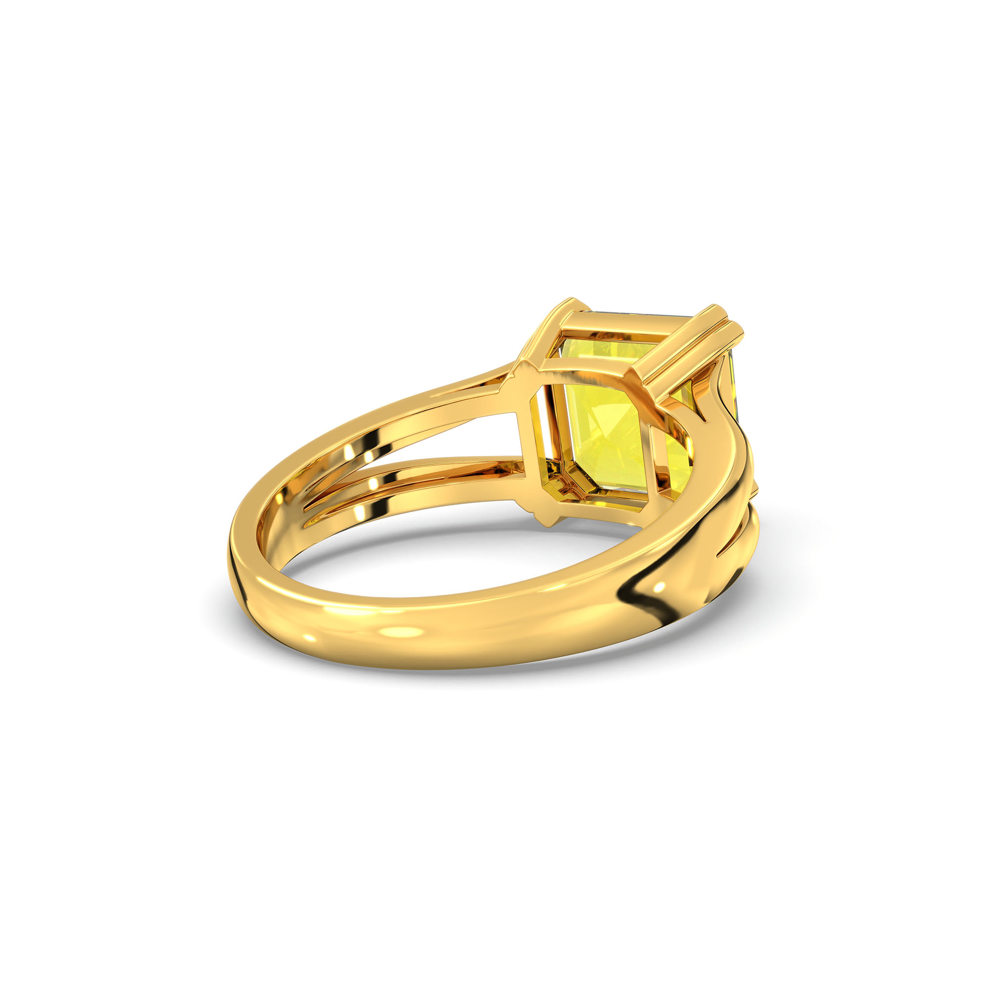 Yellow Sapphire (Pukhraj) Ring in 22K Yellow Gold – Cushion 8 mm, Prong Setting, 6 g (Design K15-30) thumbnail