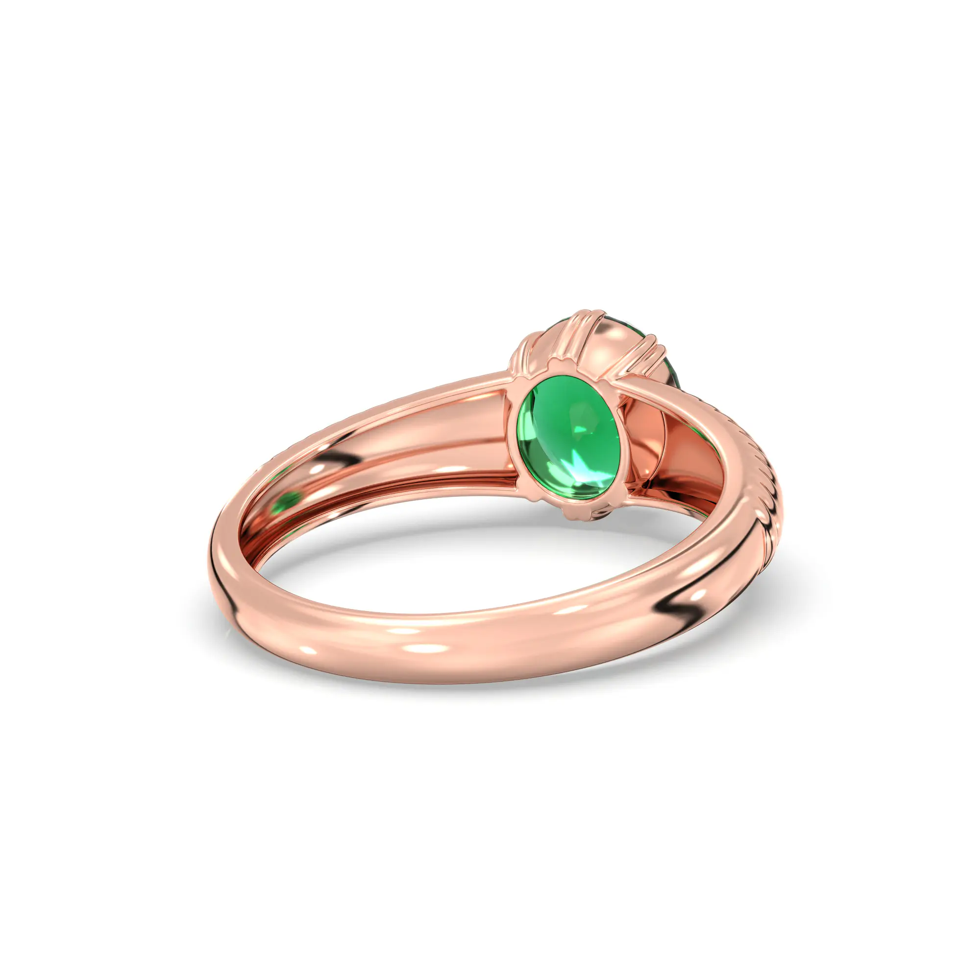 Emerald (Panna) Ring for Men in 18K Rose Gold – Oval 9x8 mm, Prong Setting, 6 g (Design K16A-1) thumbnail