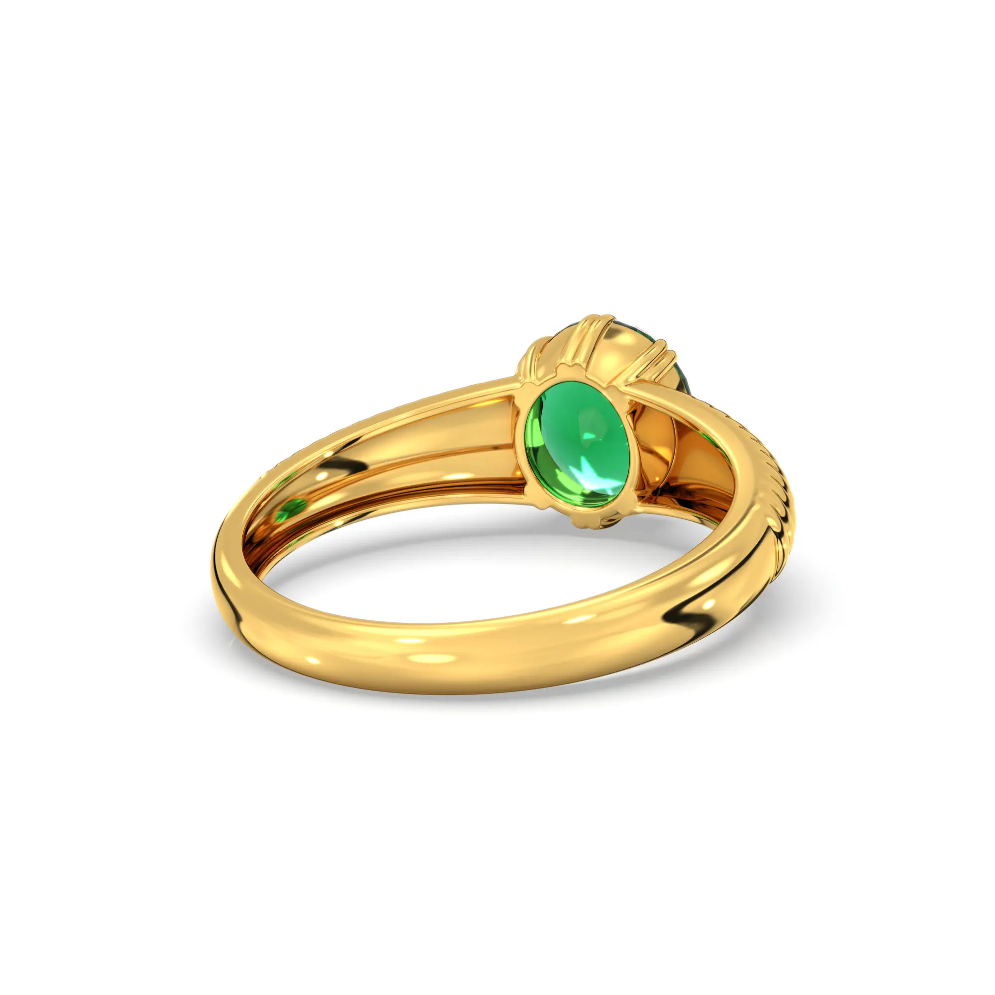 Emerald (Panna) Ring for Men in 22K Yellow Gold – Oval 9x8 mm, Prong Setting, 6 g (Design K16A-1) thumbnail