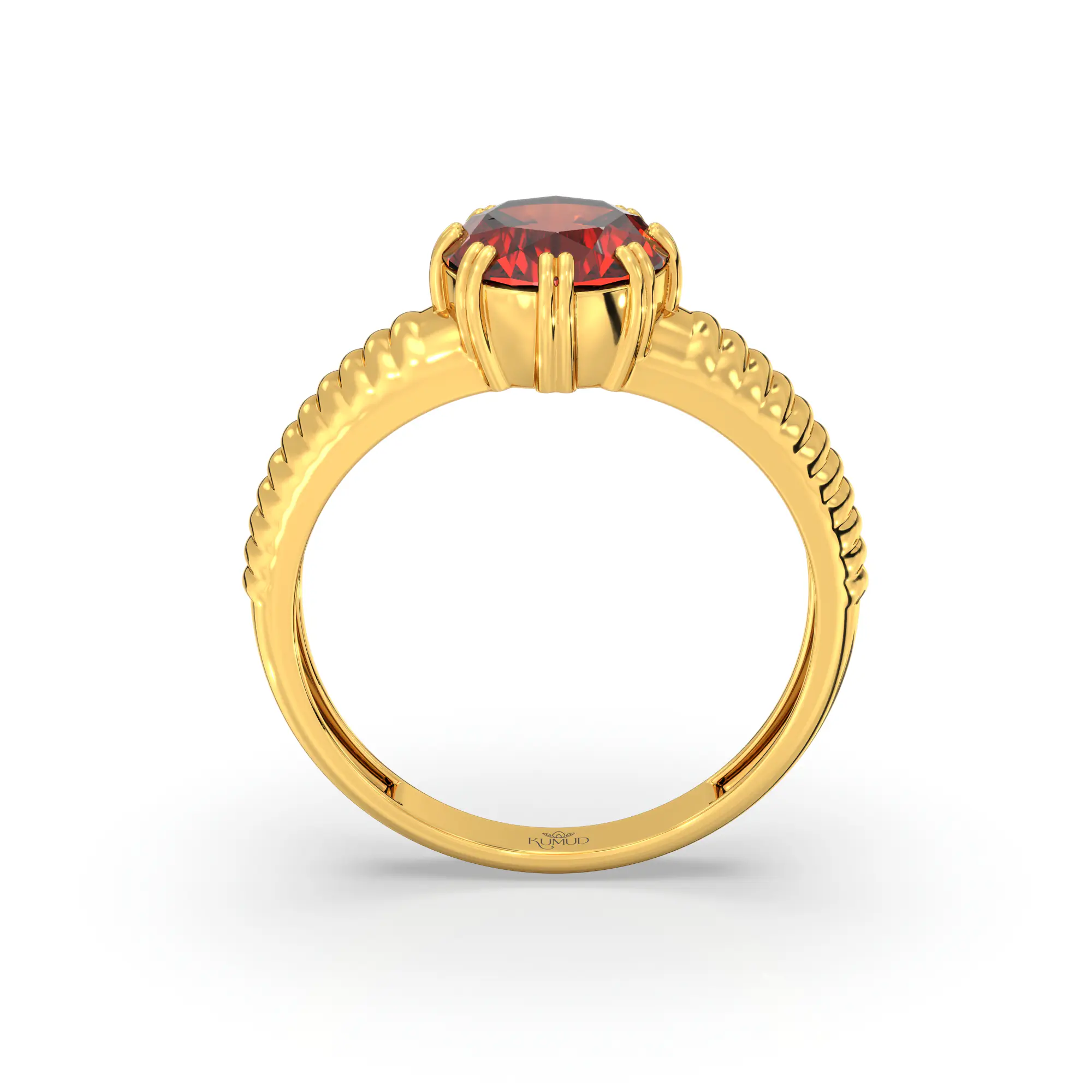 Hessonite (Gomed) Ring for Men in 22K Yellow Gold – Oval 9x8 mm, Prong Setting, 6 g (Design K16A-1) thumbnail