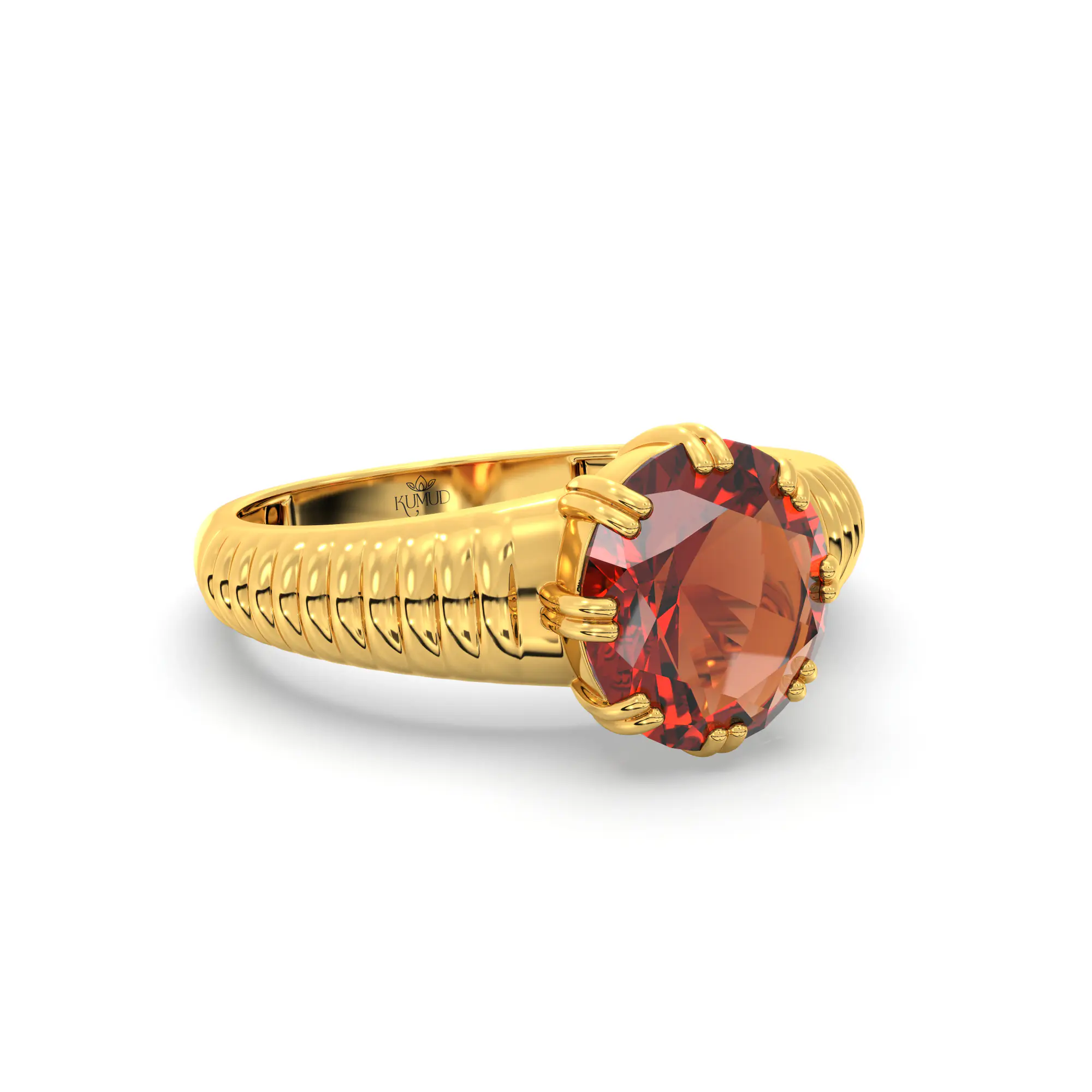 Hessonite (Gomed) Ring for Men in 22K Yellow Gold – Oval 9x8 mm, Prong Setting, 6 g (Design K16A-1) thumbnail