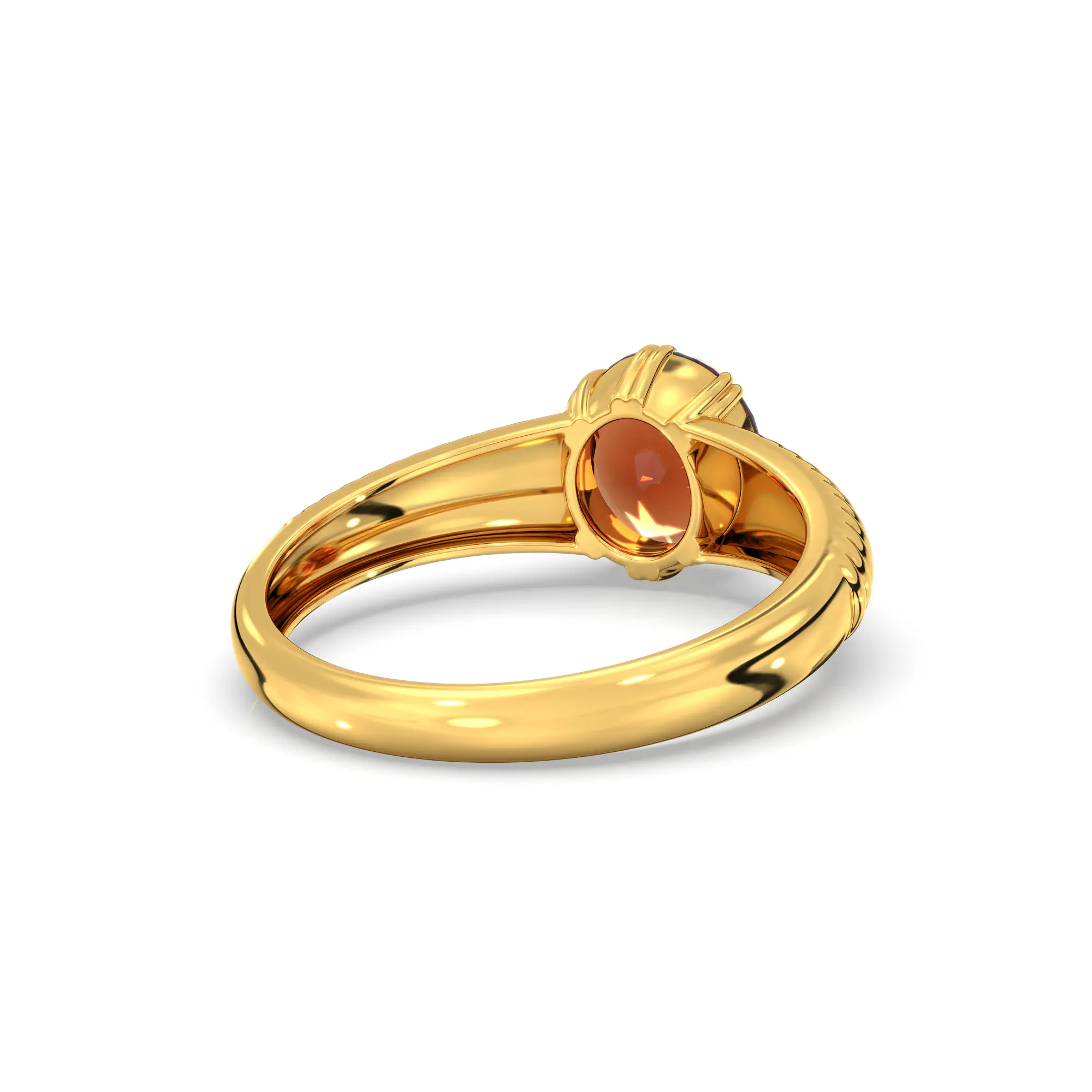 Hessonite (Gomed) Ring for Men in 22K Yellow Gold – Oval 9x8 mm, Prong Setting, 6 g (Design K16A-1) thumbnail