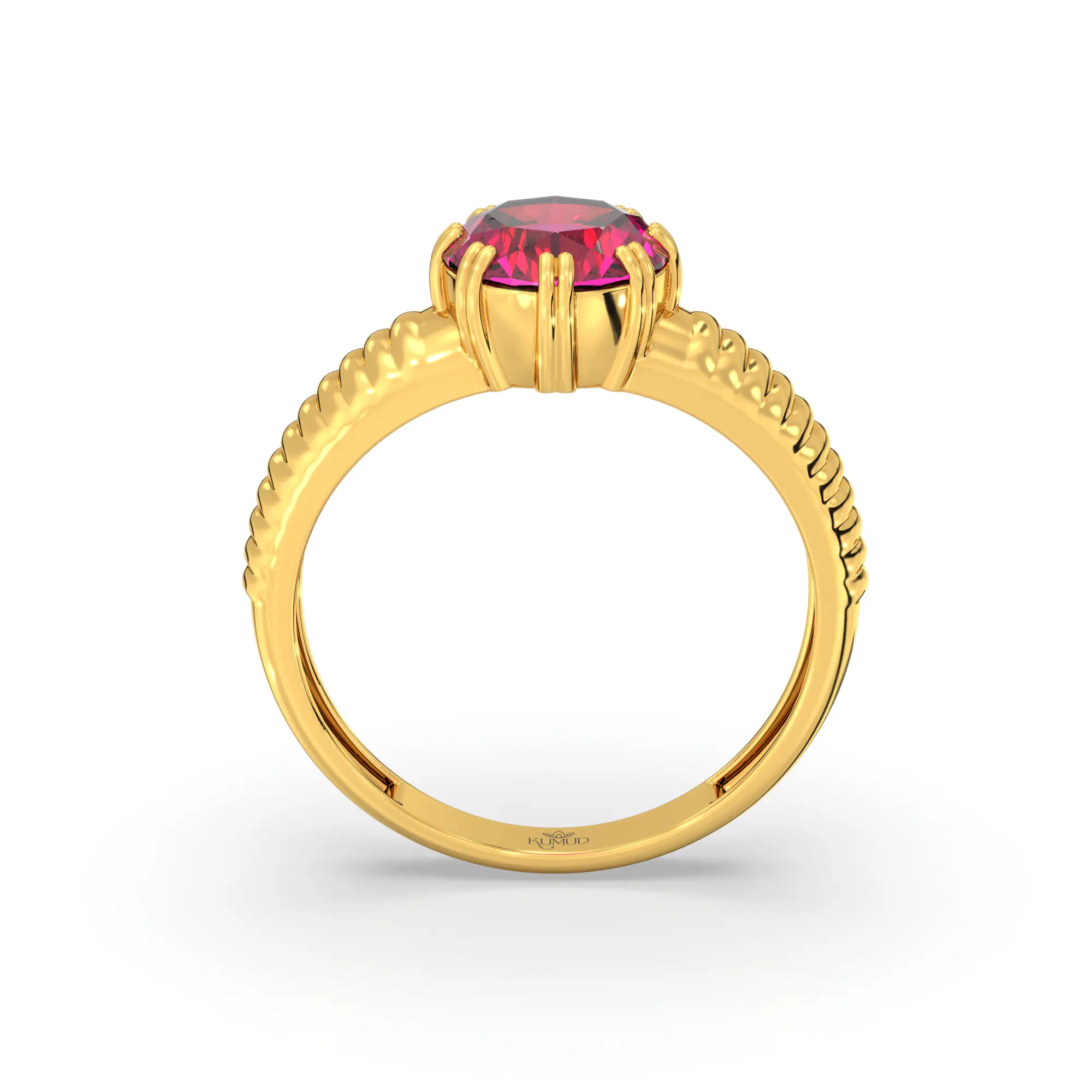 Ruby (Manik) Ring for Men in 22K Yellow Gold – Oval 9x8 mm, Prong Setting, 6 g (Design K16A-1) thumbnail