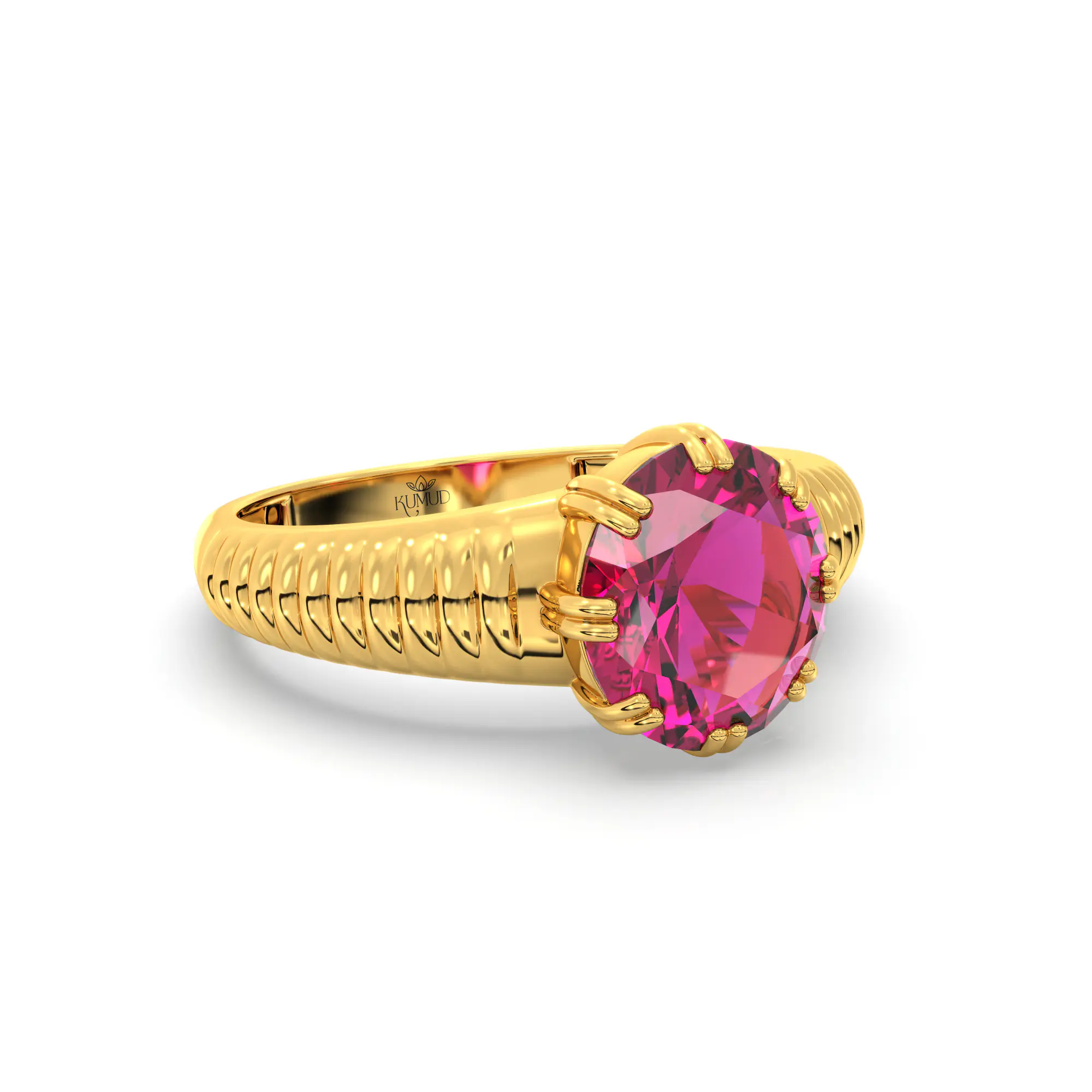 Ruby (Manik) Ring for Men in 22K Yellow Gold – Oval 9x8 mm, Prong Setting, 6 g (Design K16A-1) thumbnail