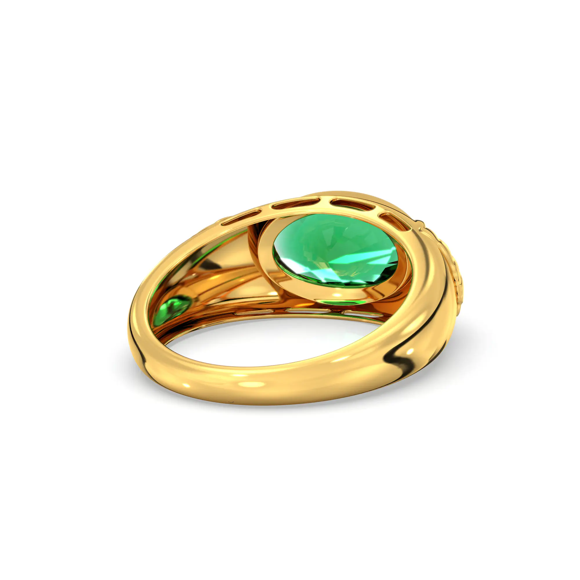 Emerald (Panna) Ring for Men in 22K Yellow Gold – Oval 13x8 mm, Prong Setting, 8 g (Design K16A-2) thumbnail