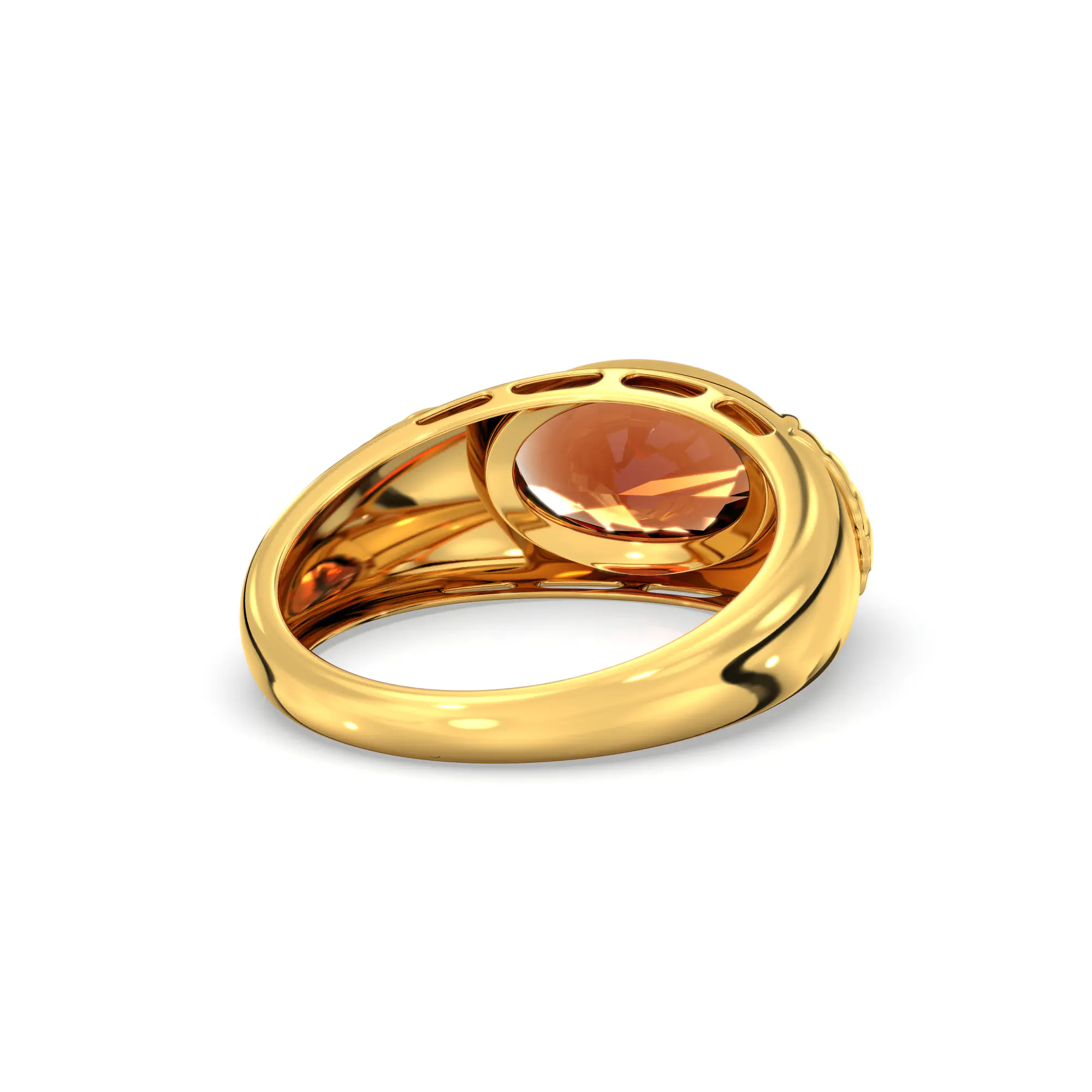 Hessonite (Gomed) Ring for Men in 22K Yellow Gold – Oval 13x8 mm, Prong Setting, 8 g (Design K16A-2) thumbnail