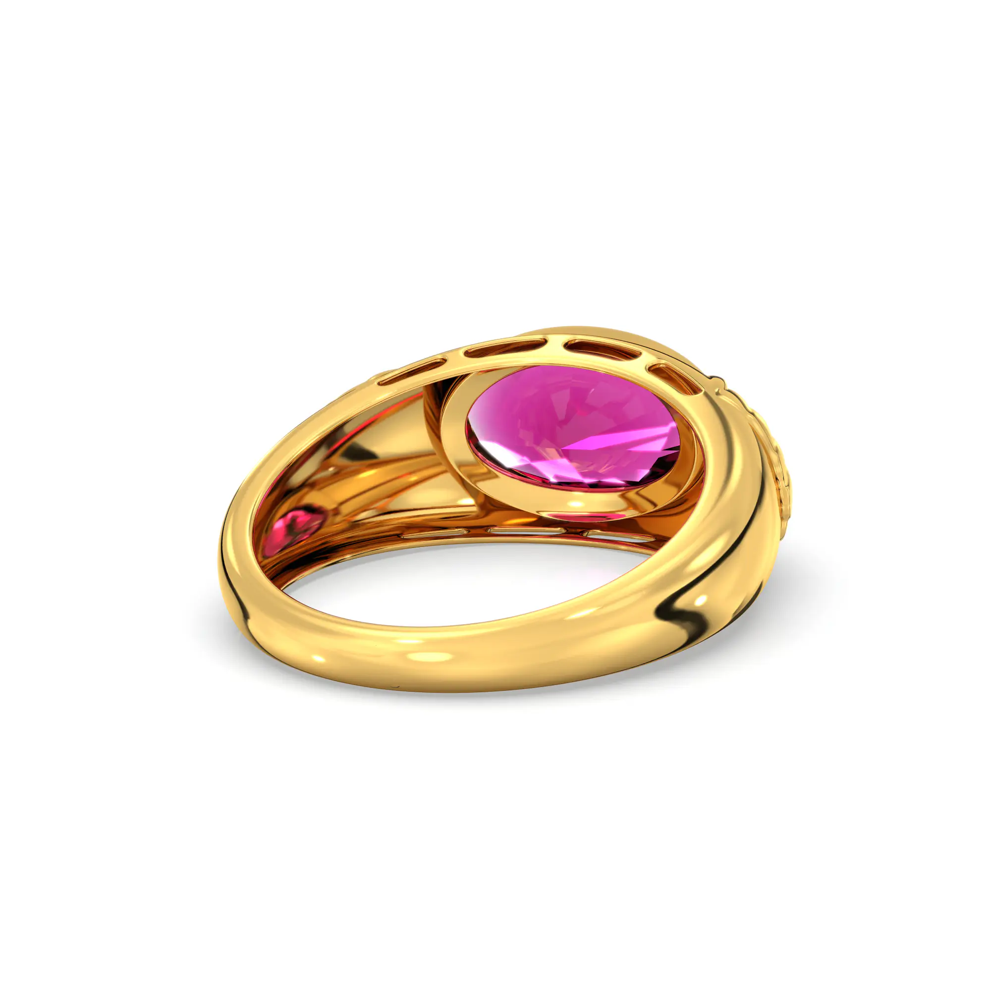 Ruby (Manik) Ring for Men in 22K Yellow Gold – Oval 13x8 mm, Prong Setting, 8 g (Design K16A-2) thumbnail