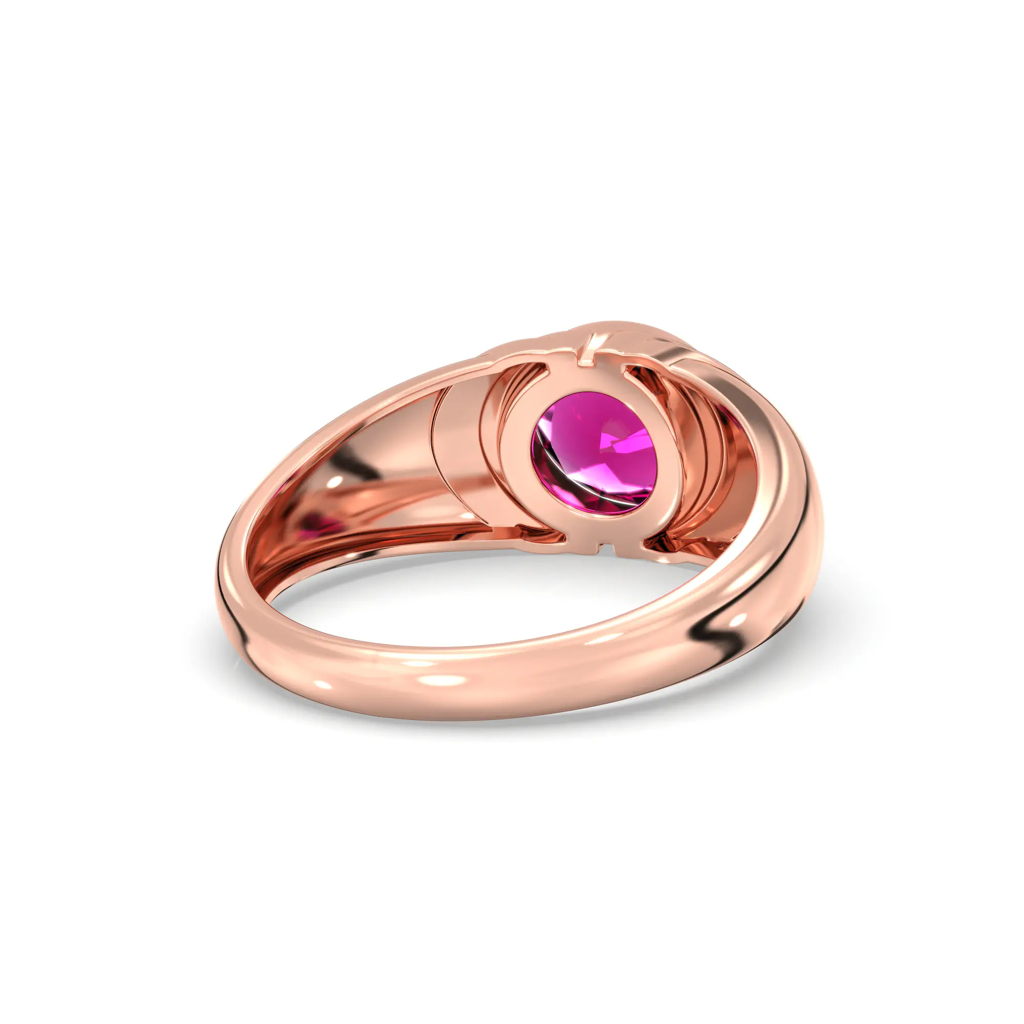 Ruby (Manik) Ring for Men in 18K Rose Gold – Oval 9x8 mm, Prong Setting, 8 g (Design K16A-3) thumbnail