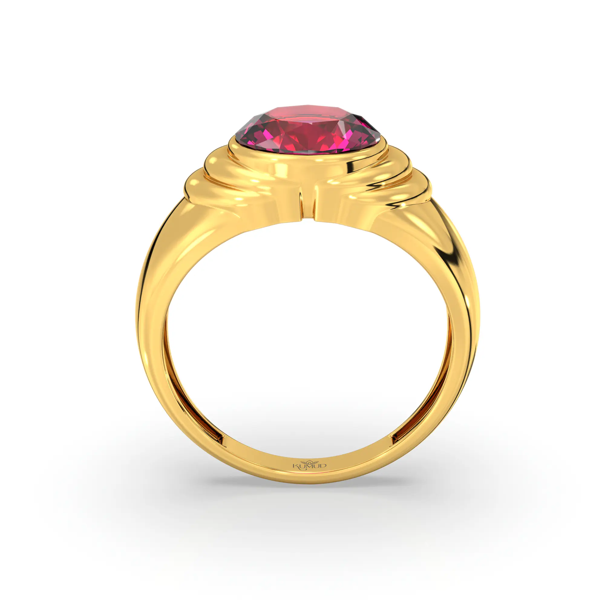 Ruby (Manik) Ring for Men in 22K Yellow Gold – Oval 9x8 mm, Prong Setting, 8 g (Design K16A-3) thumbnail