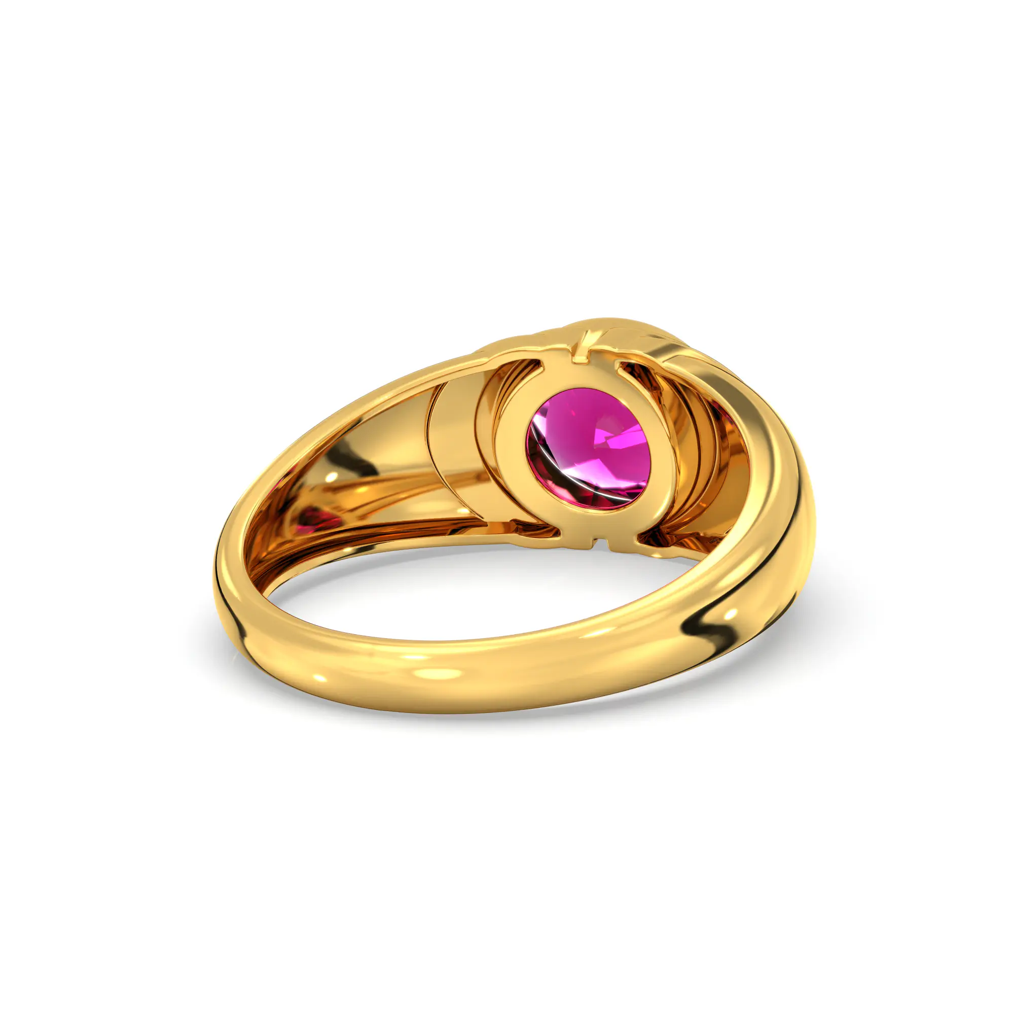 Ruby (Manik) Ring for Men in 22K Yellow Gold – Oval 9x8 mm, Prong Setting, 8 g (Design K16A-3) thumbnail