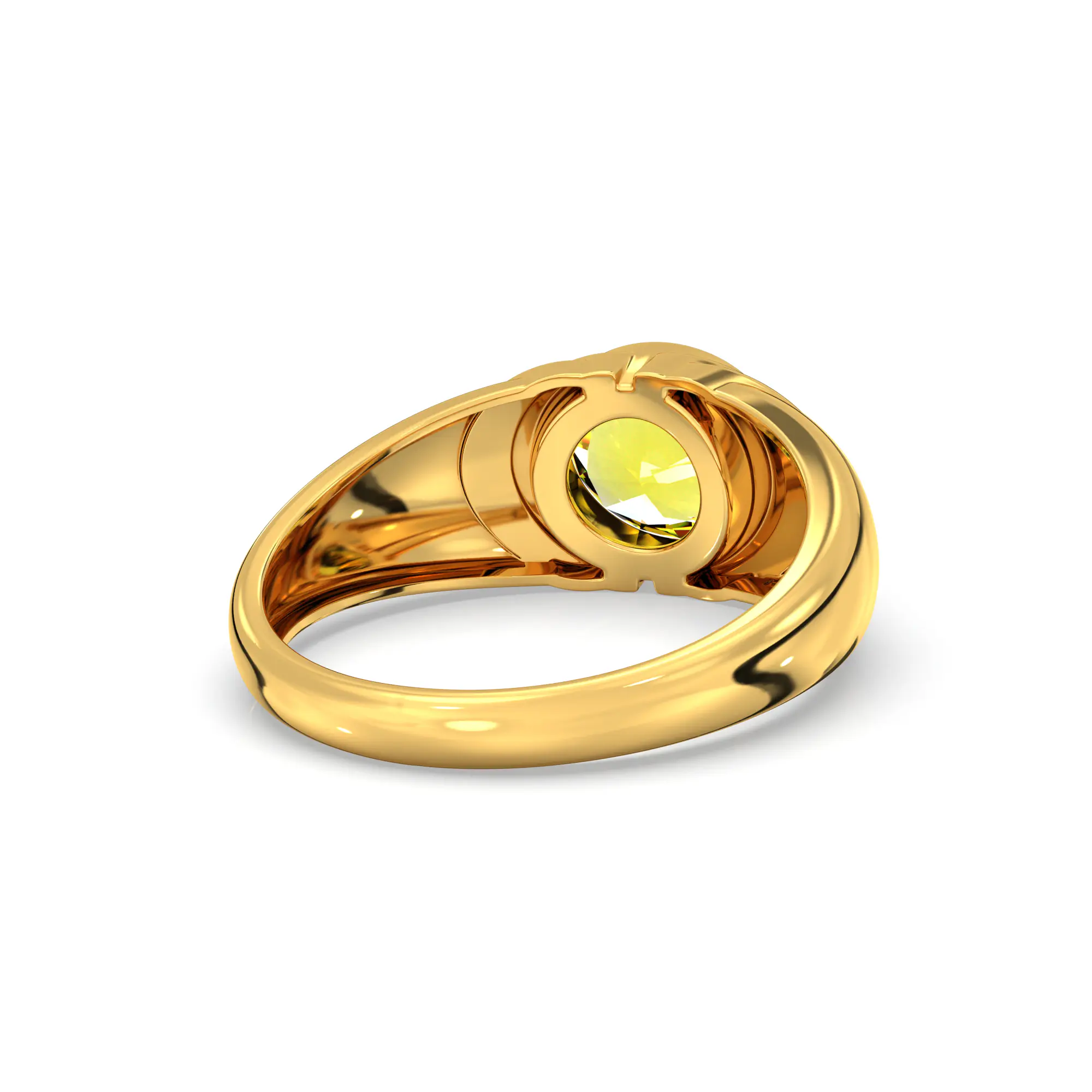Yellow Sapphire (Pukhraj) Ring for Men in 22K Yellow Gold – Oval 9x8 mm, Prong Setting, 8 g (Design K16A-3) thumbnail