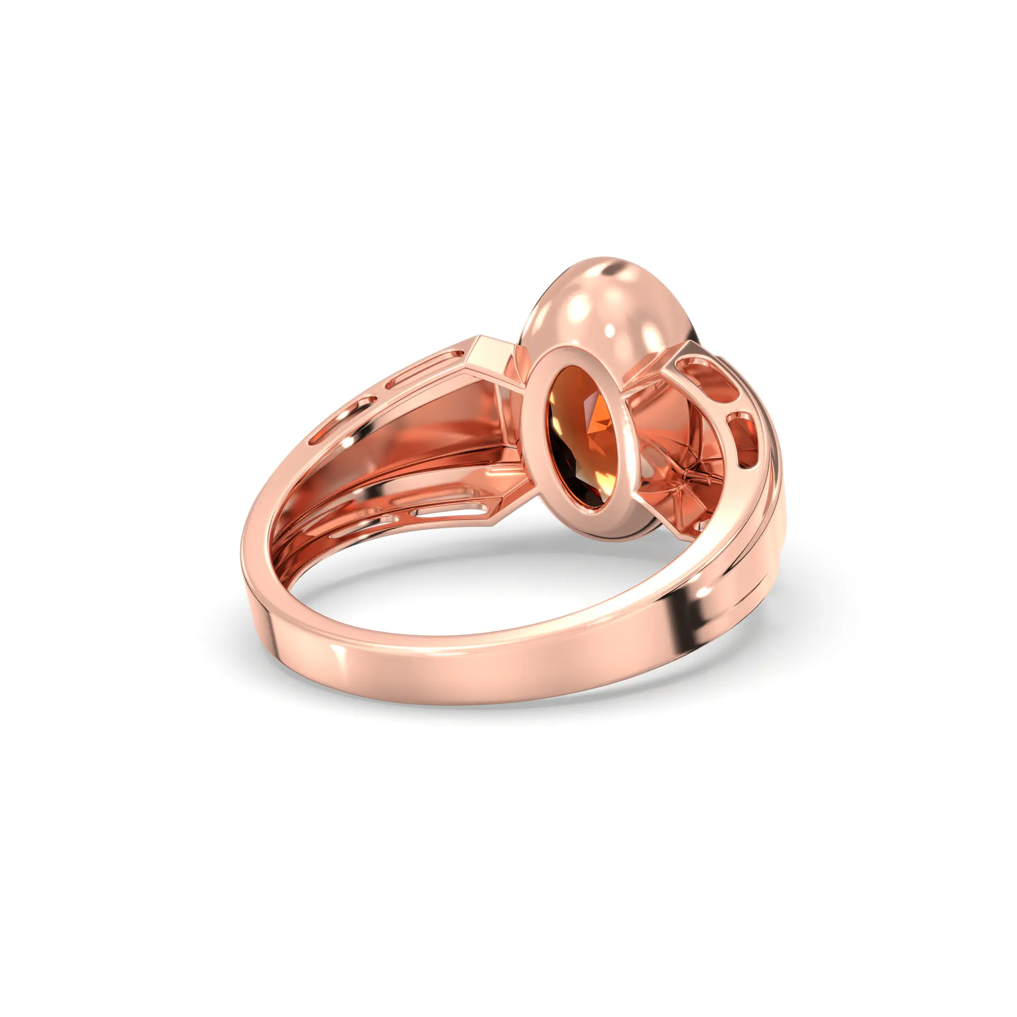 Hessonite (Gomed) Ring for Men in 18K Rose Gold – Oval 13x8 mm, Prong Setting, 8 g (Design K16A-4) thumbnail
