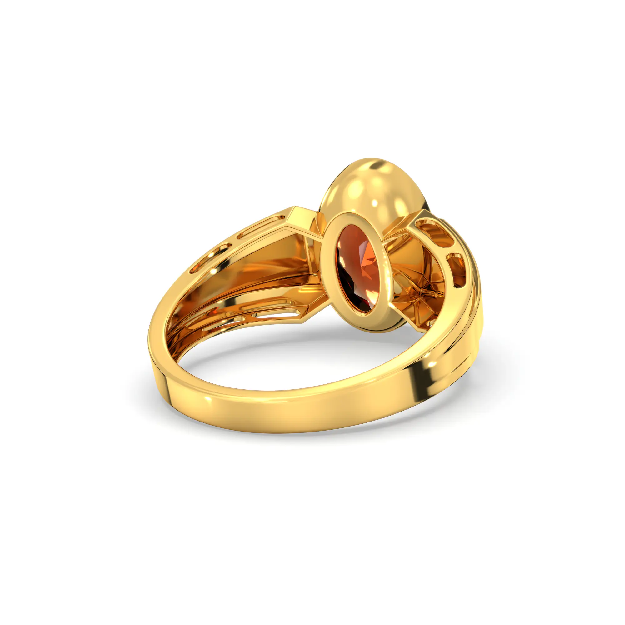 Hessonite (Gomed) Ring for Men in 22K Yellow Gold – Oval 13x8 mm, Prong Setting, 8 g (Design K16A-4) thumbnail