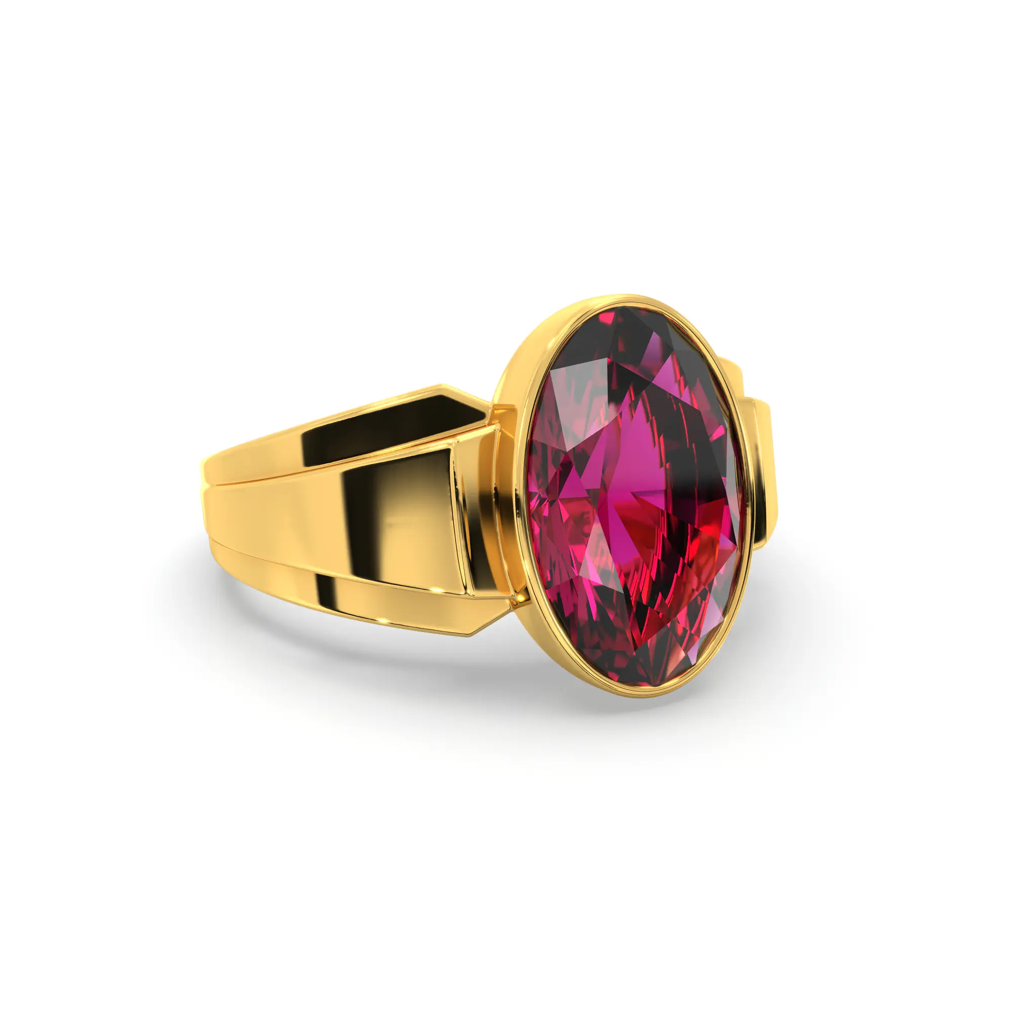 Ruby (Manik) Ring for Men in 22K Yellow Gold – Oval 13x8 mm, Prong Setting, 8 g (Design K16A-4) thumbnail
