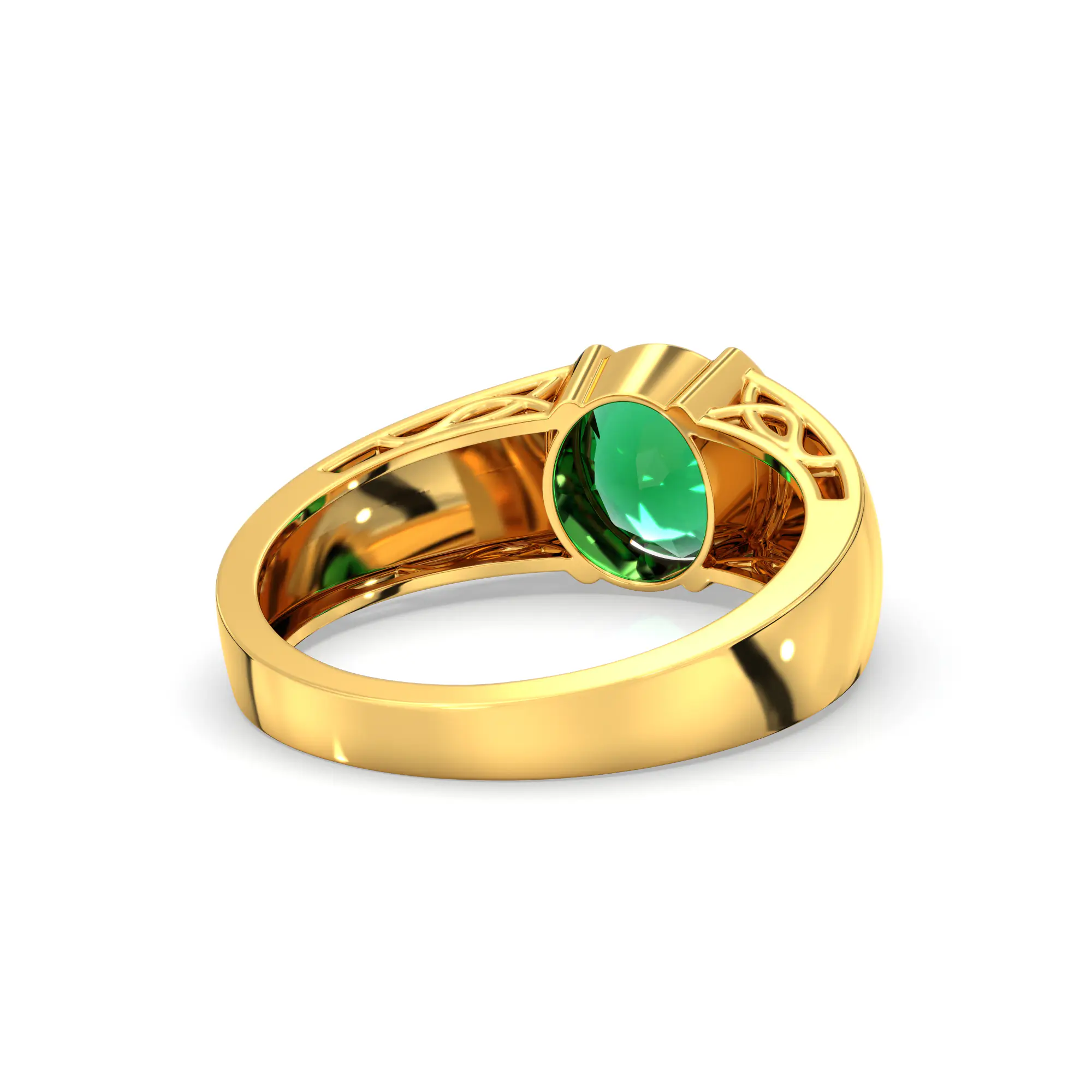 Emerald (Panna) Ring for Men in 22K Yellow Gold – Oval 9x8 mm, Prong Setting, 8 g (Design K16A-5) thumbnail