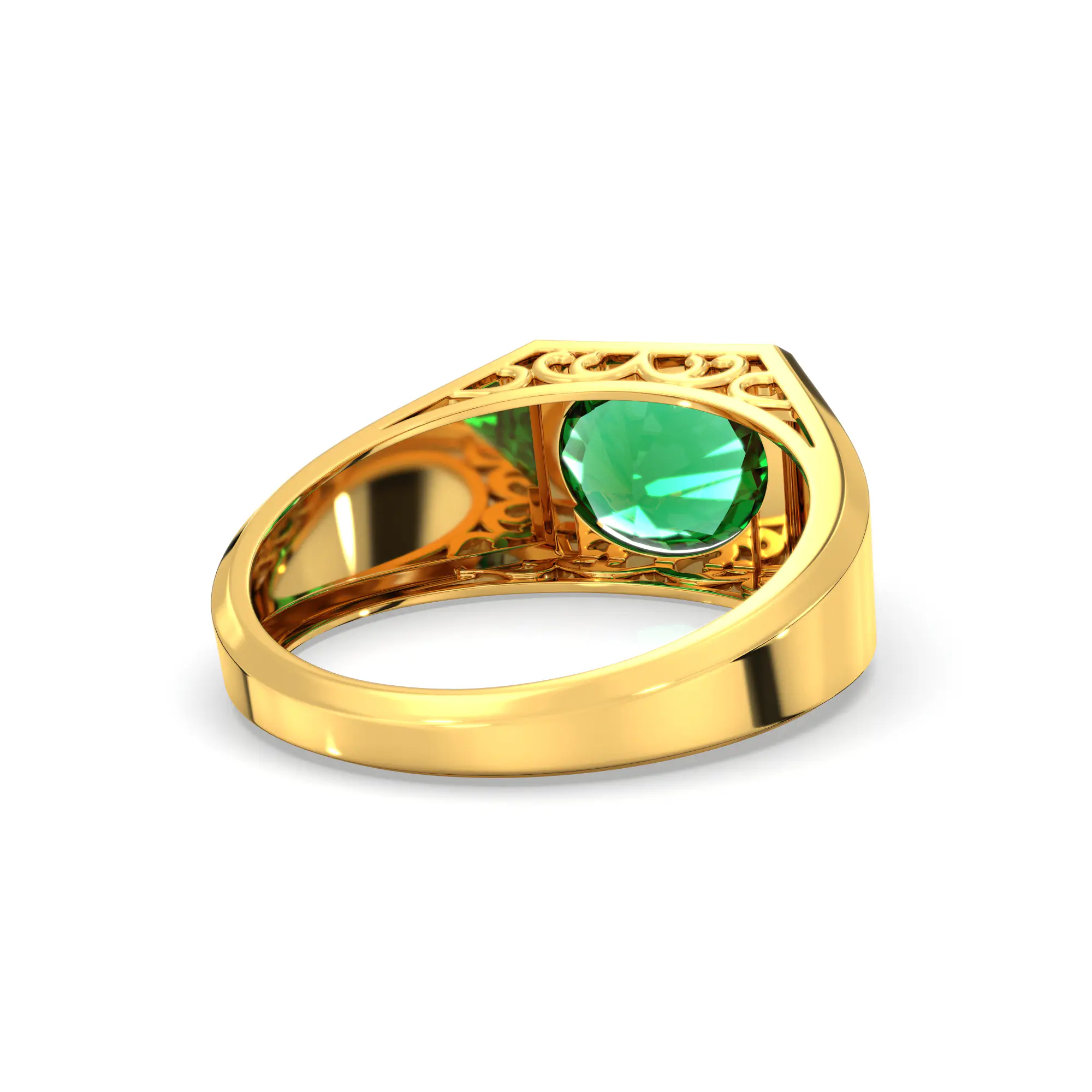 Emerald (Panna) Ring for Men in 22K Yellow Gold – Oval 9x8 mm, Prong Setting, 8 g (Design K16A-6) thumbnail