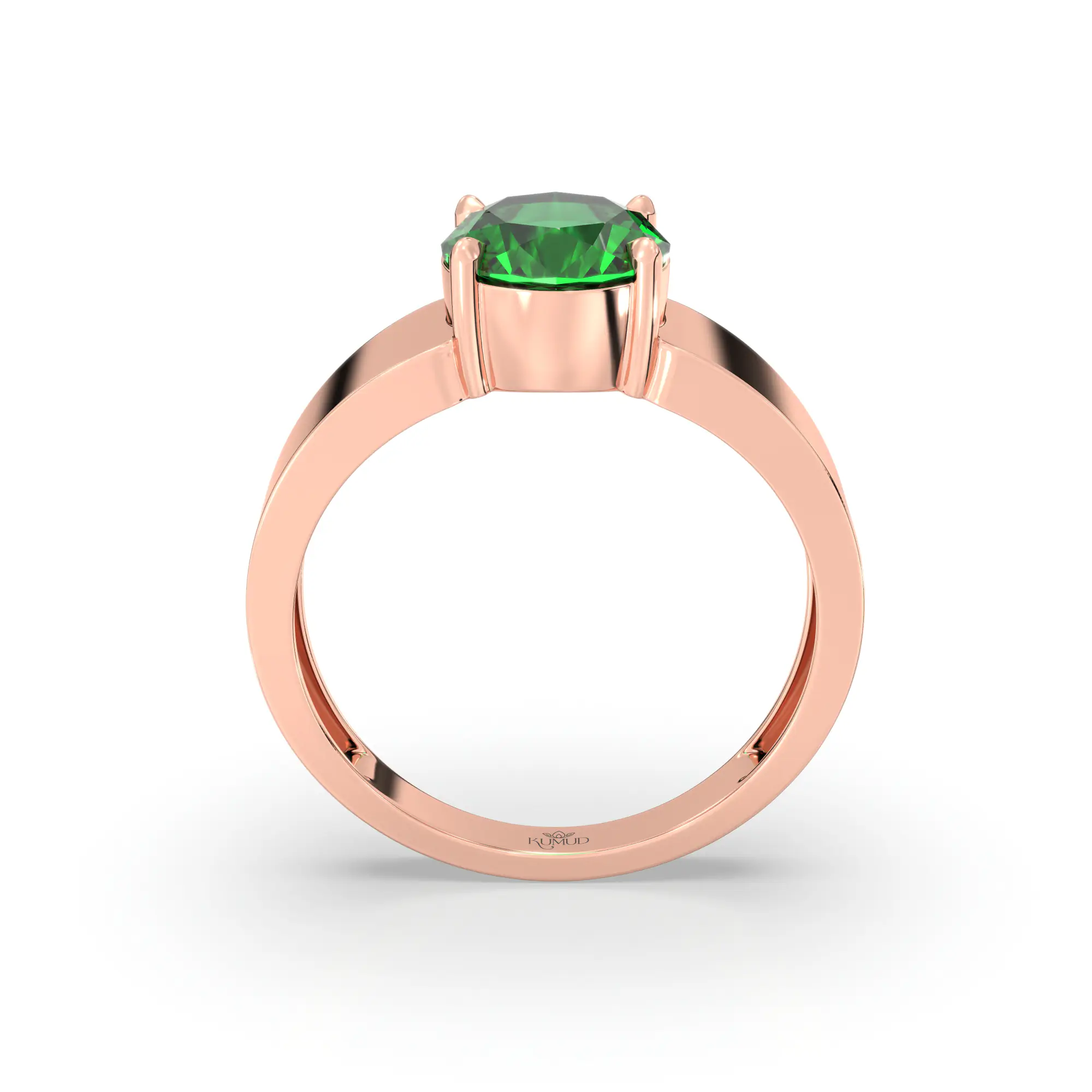 Emerald (Panna) Ring for Men in 18K Rose Gold – Oval 9x8 mm, Prong Setting, 8 g (Design K16A-7) thumbnail