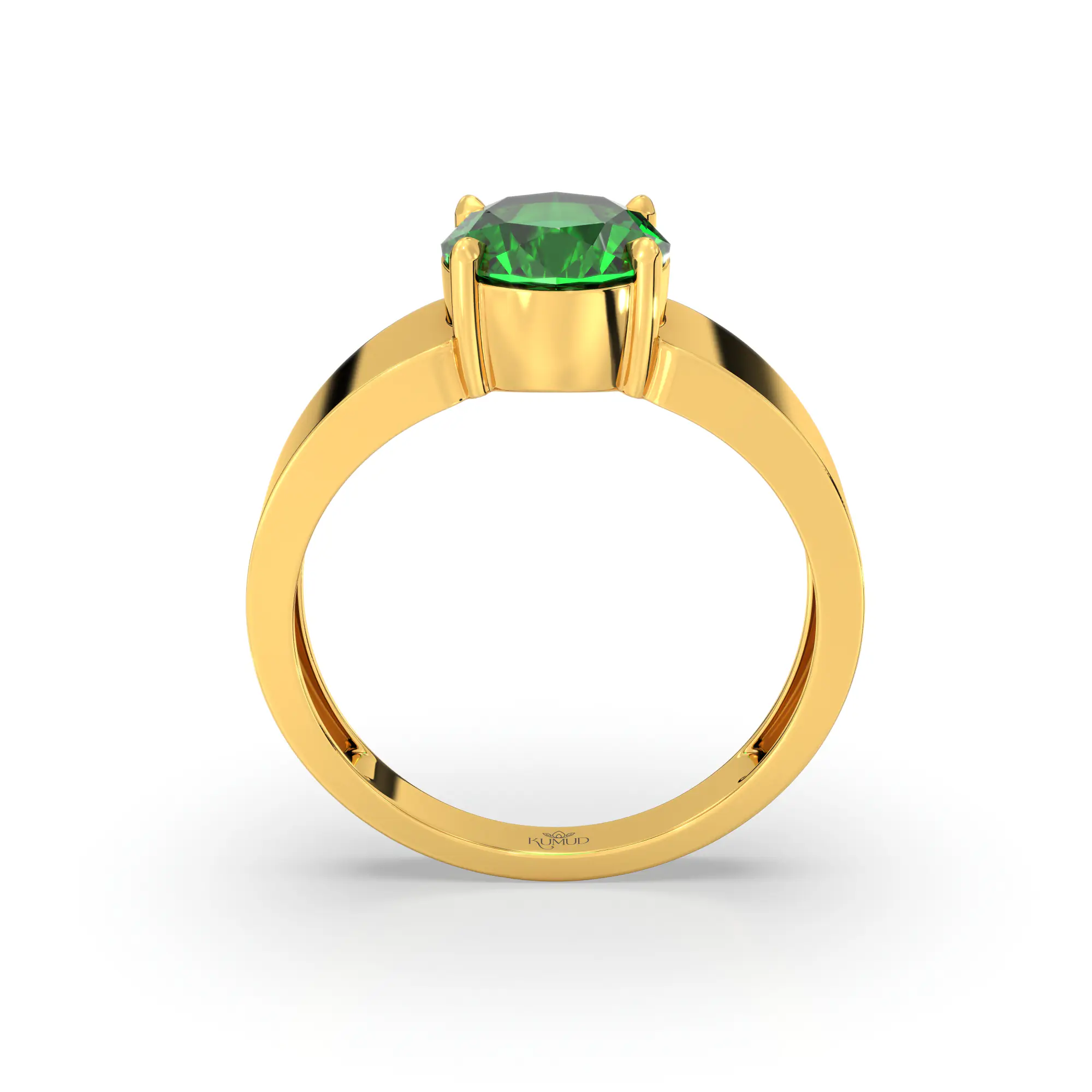 Emerald (Panna) Ring for Men in 22K Yellow Gold – Oval 9x8 mm, Prong Setting, 8 g (Design K16A-7) thumbnail