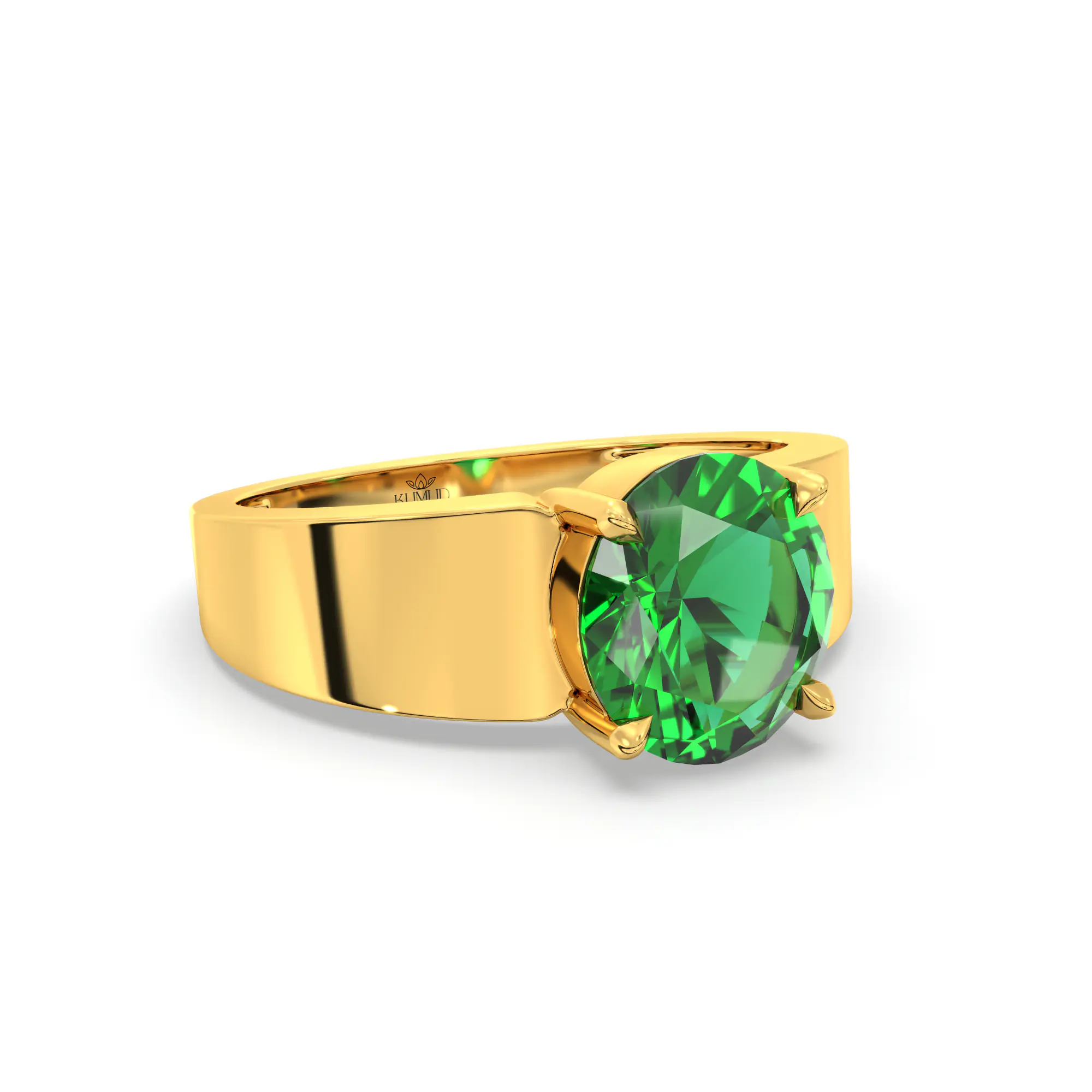 Emerald (Panna) Ring for Men in 22K Yellow Gold – Oval 9x8 mm, Prong Setting, 8 g (Design K16A-7) thumbnail