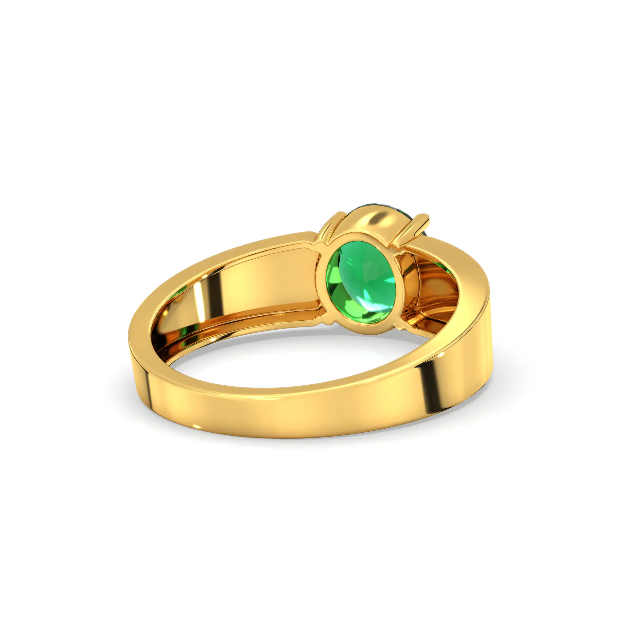 Emerald (Panna) Ring for Men in 22K Yellow Gold – Oval 9x8 mm, Prong Setting, 8 g (Design K16A-7) thumbnail
